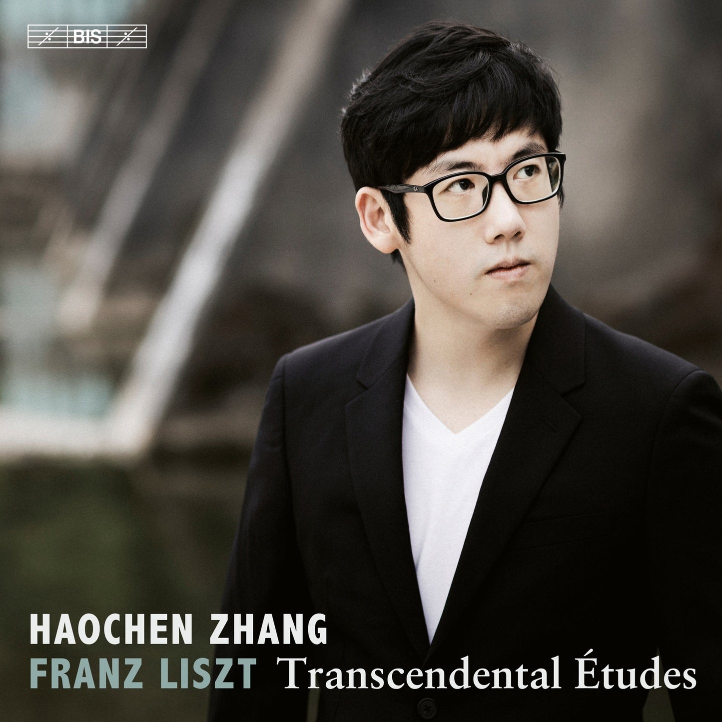 CD cover featuring pianist Haochen Zhang in a dark suit and glasses.