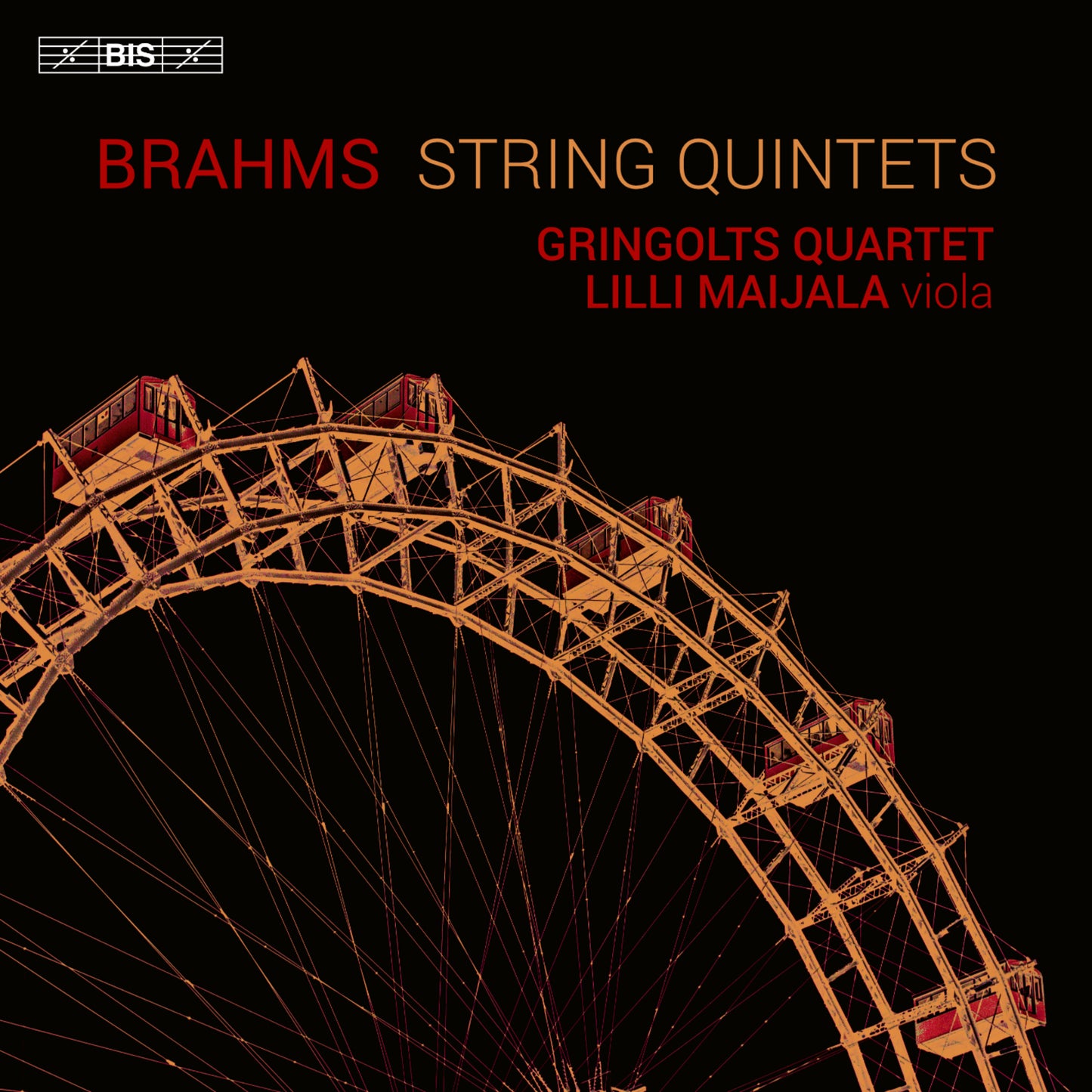 CD cover: Brahms string quintets with a red Ferris wheel image.