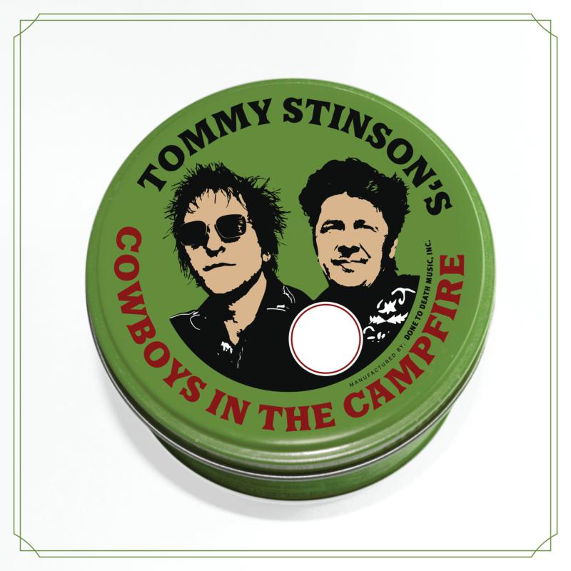 Vinyl record label with portraits of two men in a green circle.