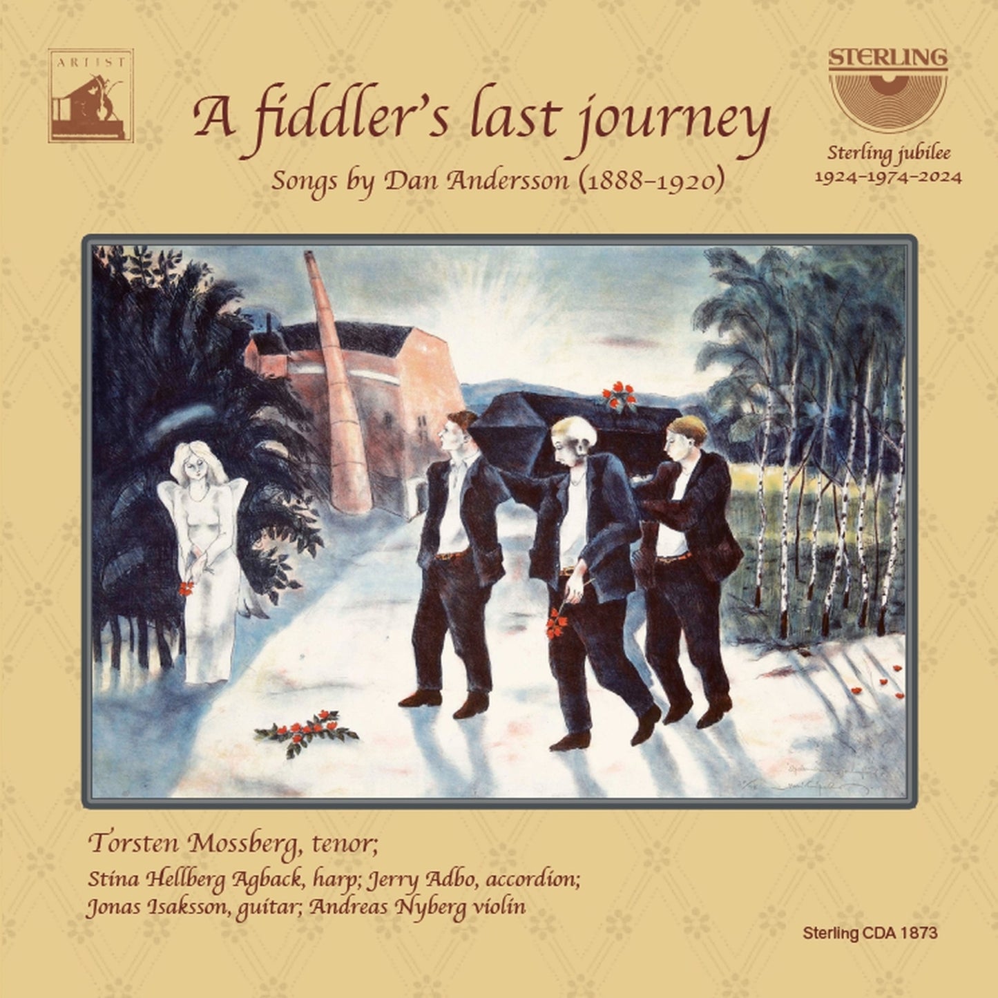 CD cover: painting of a funeral procession with a fiddler, text details.