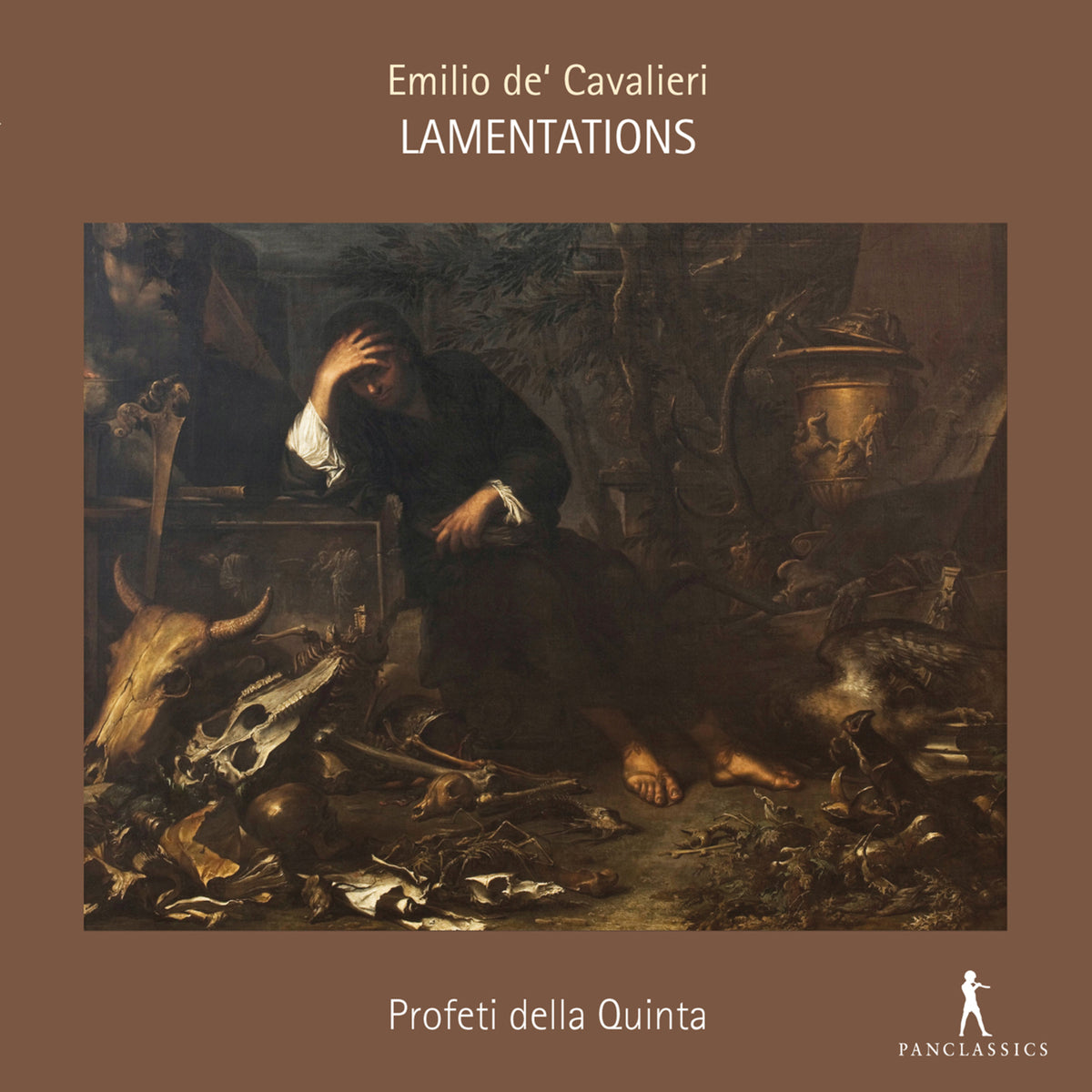 CD cover depicting a sorrowful figure amidst skulls and antique objects.