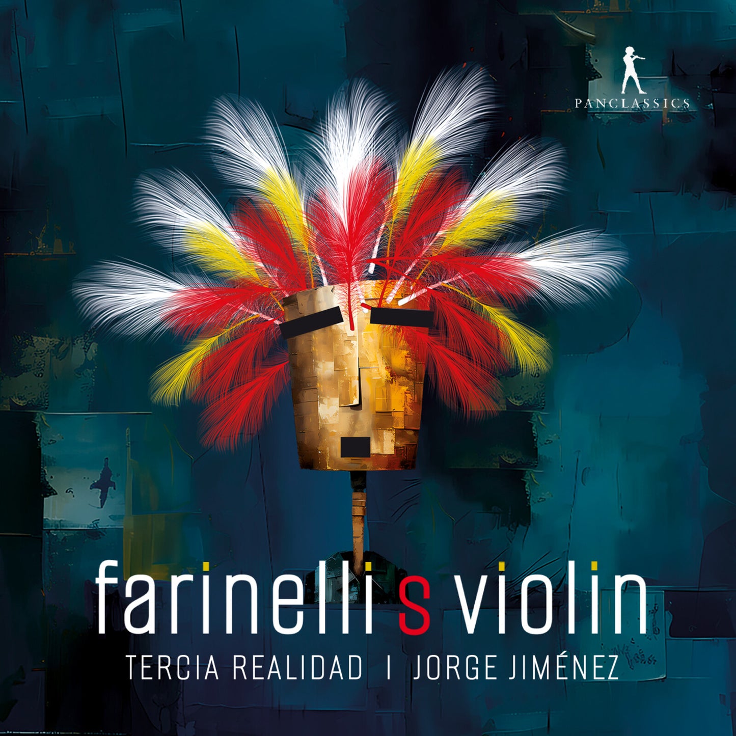 CD cover: violin with colorful feathers against a textured, abstract background.