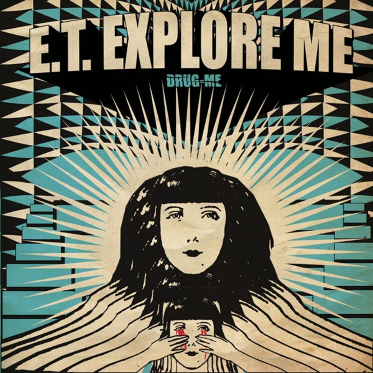 Vinyl album cover with a woman’s face and geometric blue background.