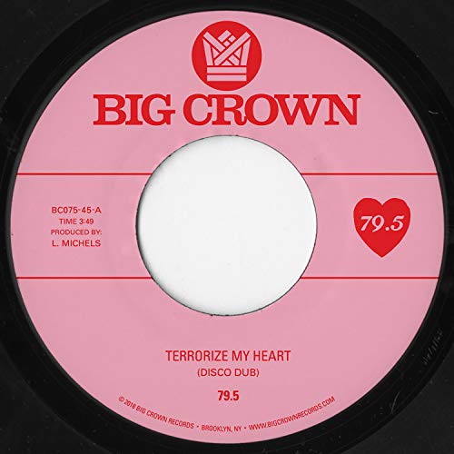 Pink vinyl record label with “Big Crown” logo and song title details.