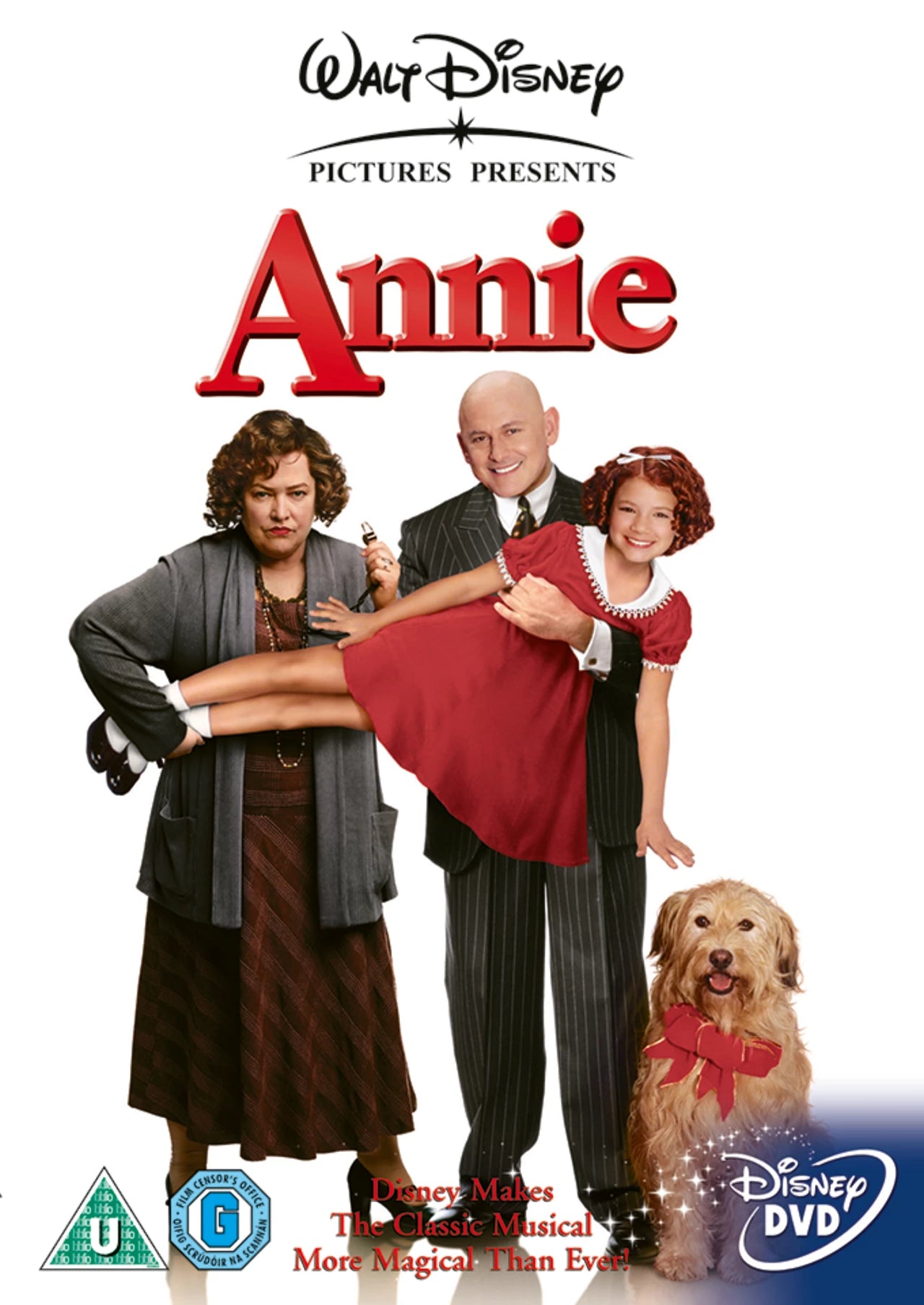 Annie" DVD cover featuring the film's characters and a golden retriever.