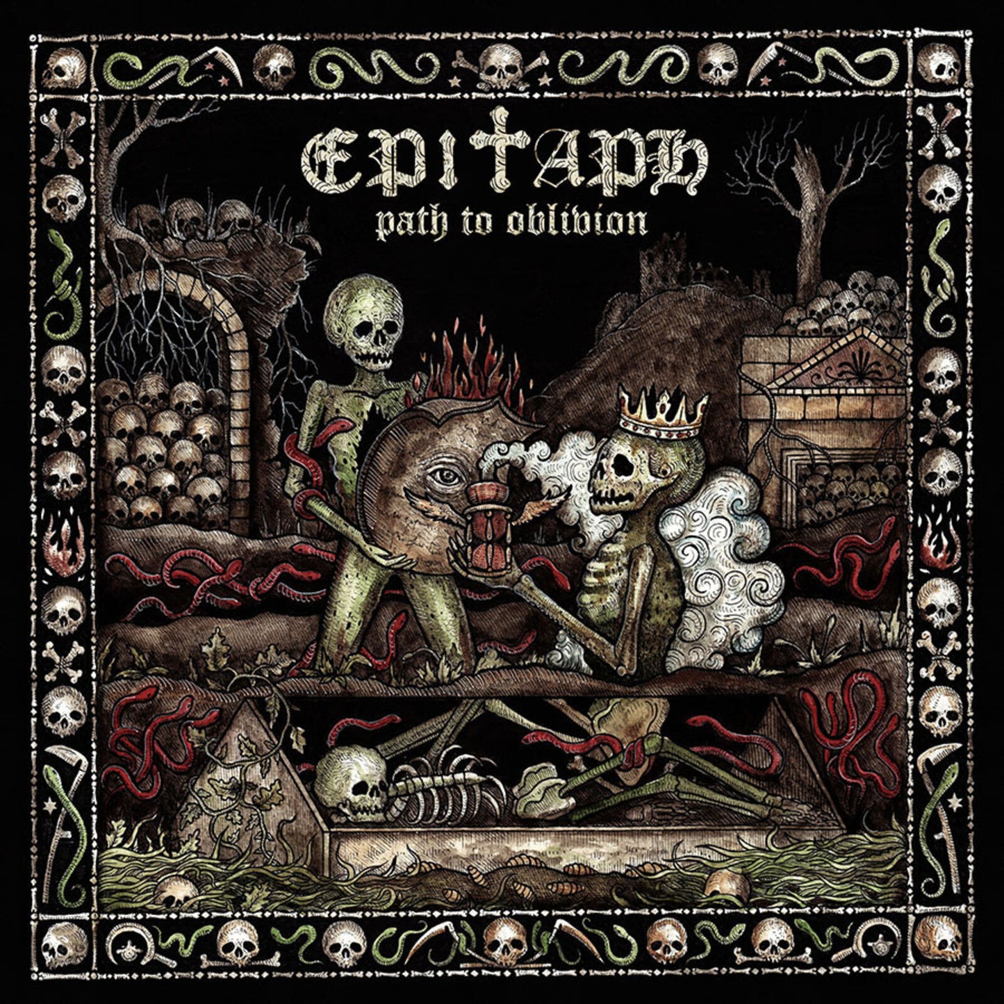 Epitaph “Path To Oblivion” CD cover: detailed, dark, gothic illustration.