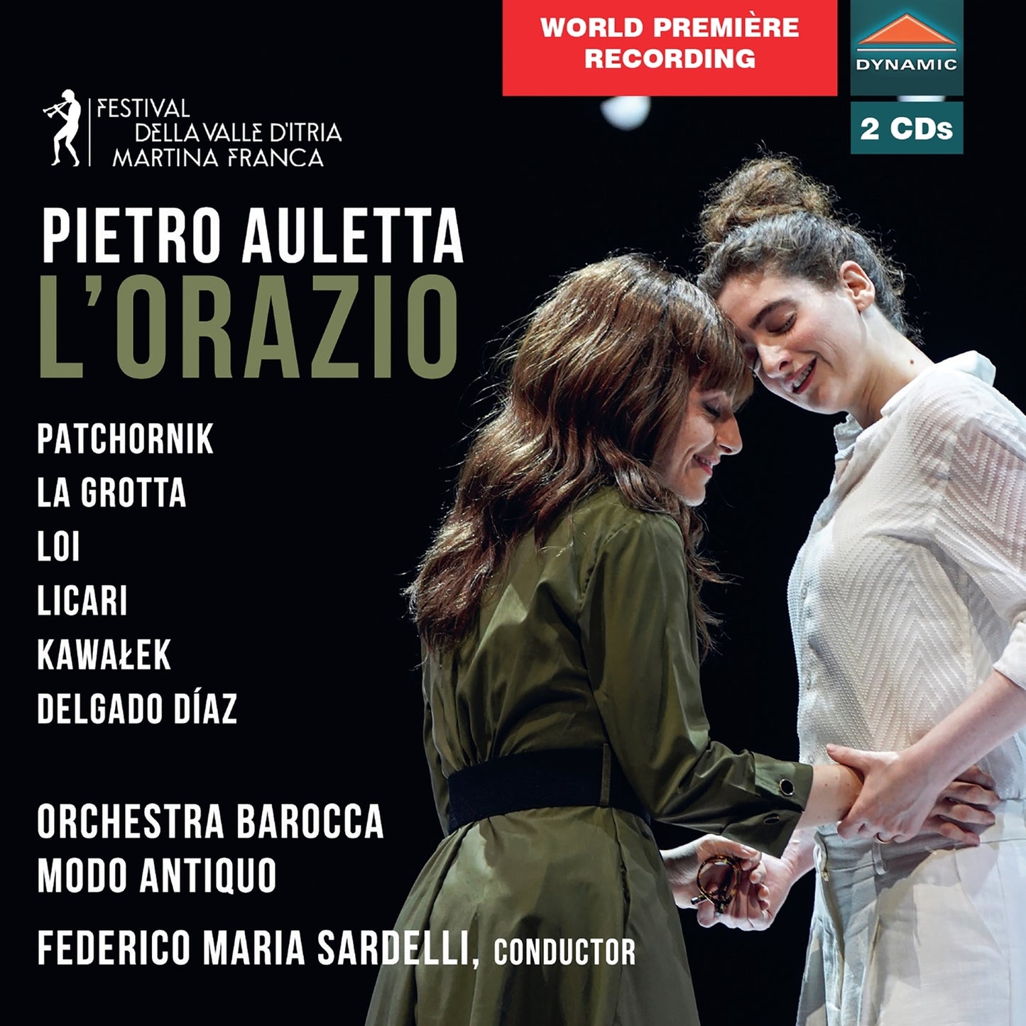 CD cover for "L'Orazio" by Pietro Auletta, featuring two performers.