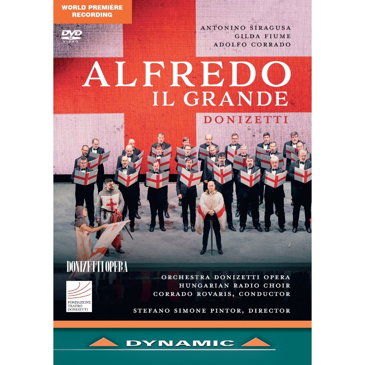 DVD cover for Donizetti’s “Alfredo Il Grande” opera, featuring performers in costume.