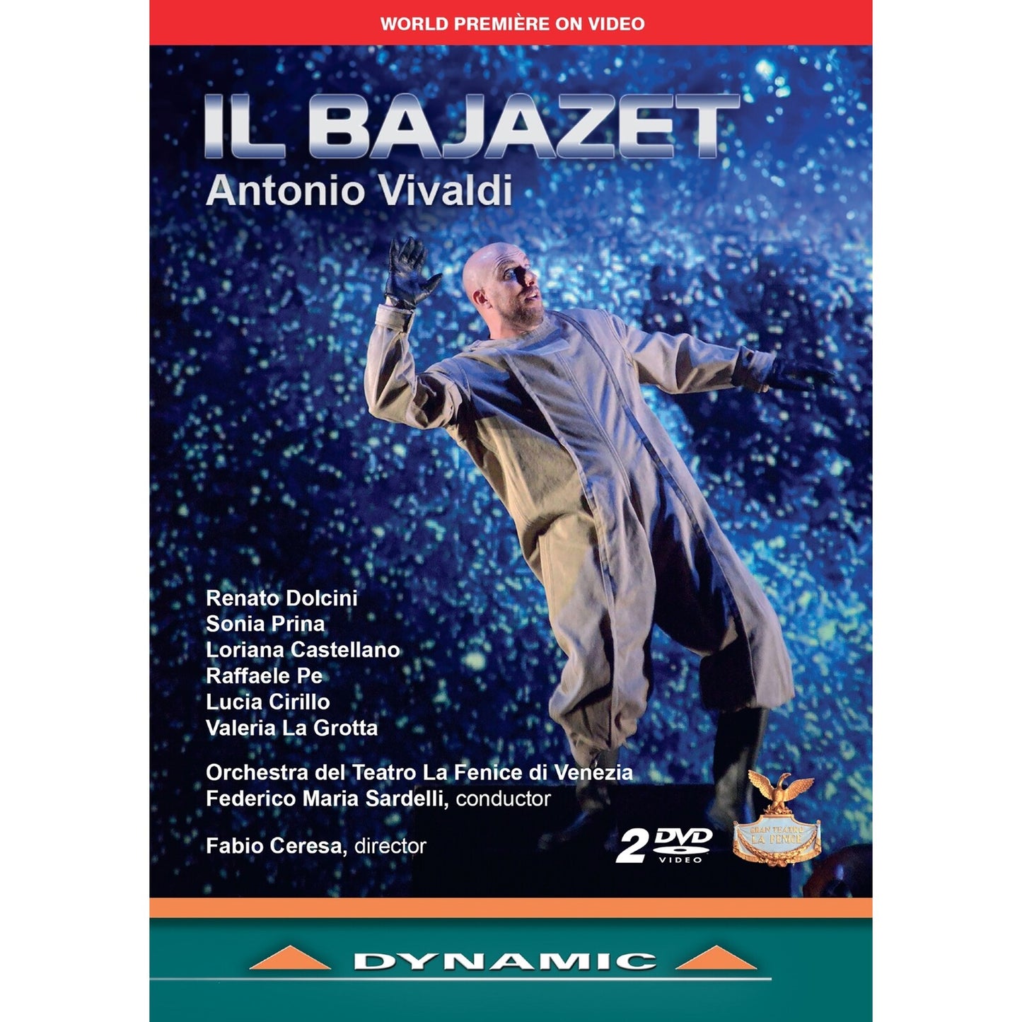 DVD cover for Vivaldi's *Il Bajazet* opera, featuring a man in costume.