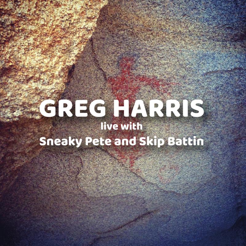 CD cover for Greg Harris live album with rock texture background.