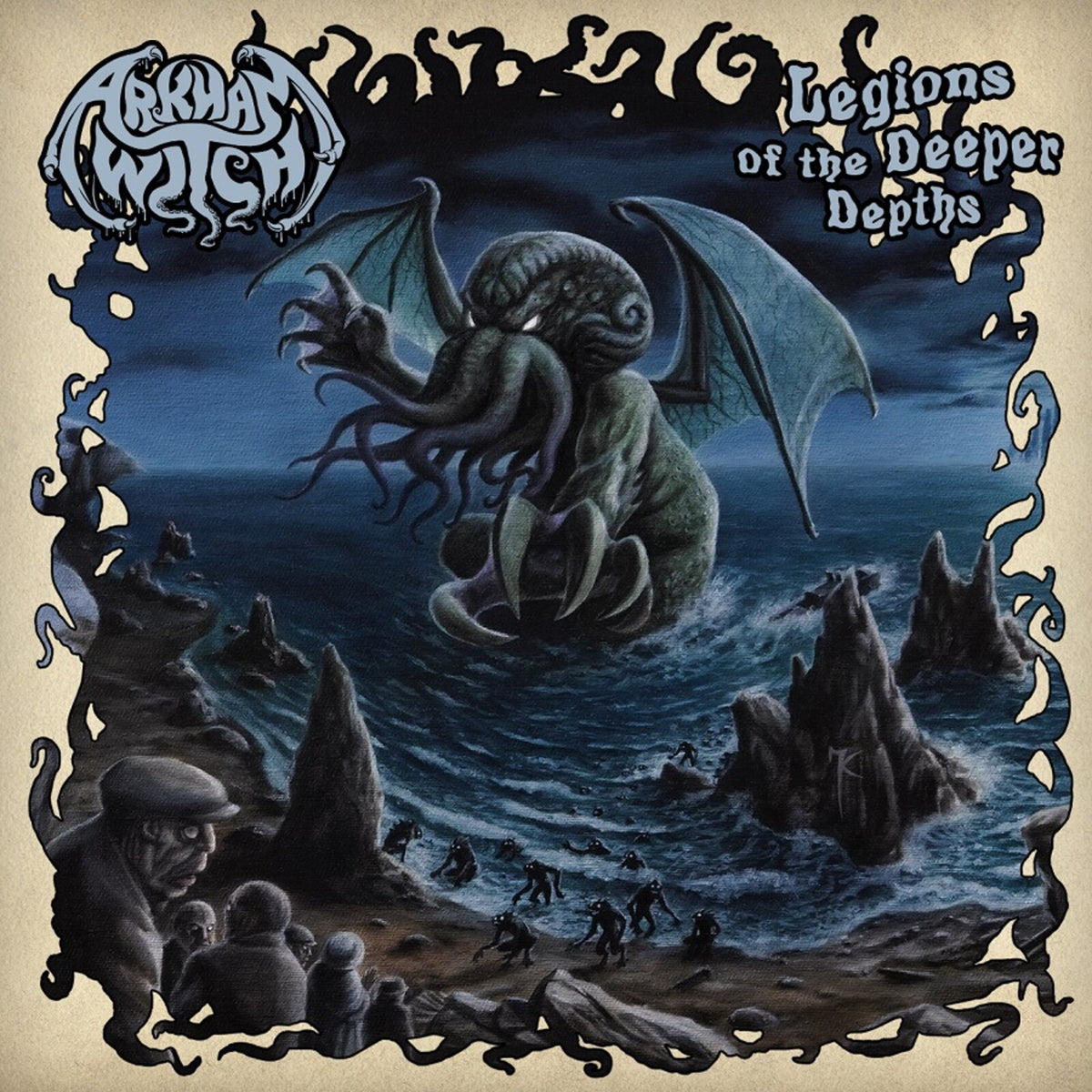 CD cover: tentacled monster rising from stormy sea, gothic lettering.