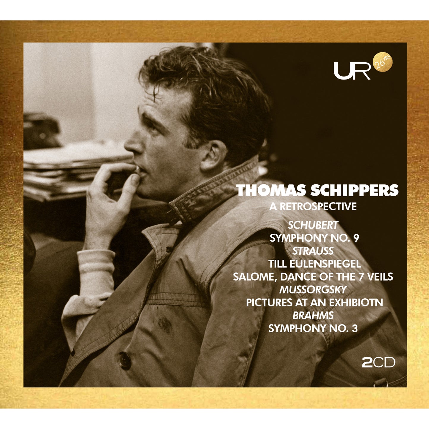 CD cover featuring portrait of conductor Thomas Schippers with tracklist.