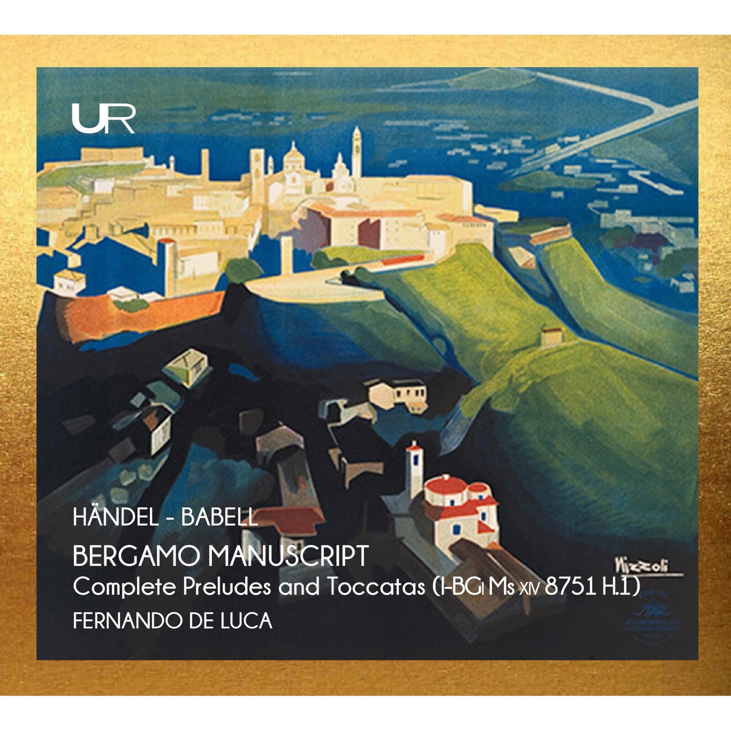 CD cover with a painted cityscape and text: "Händel - Bergamo Manuscript".