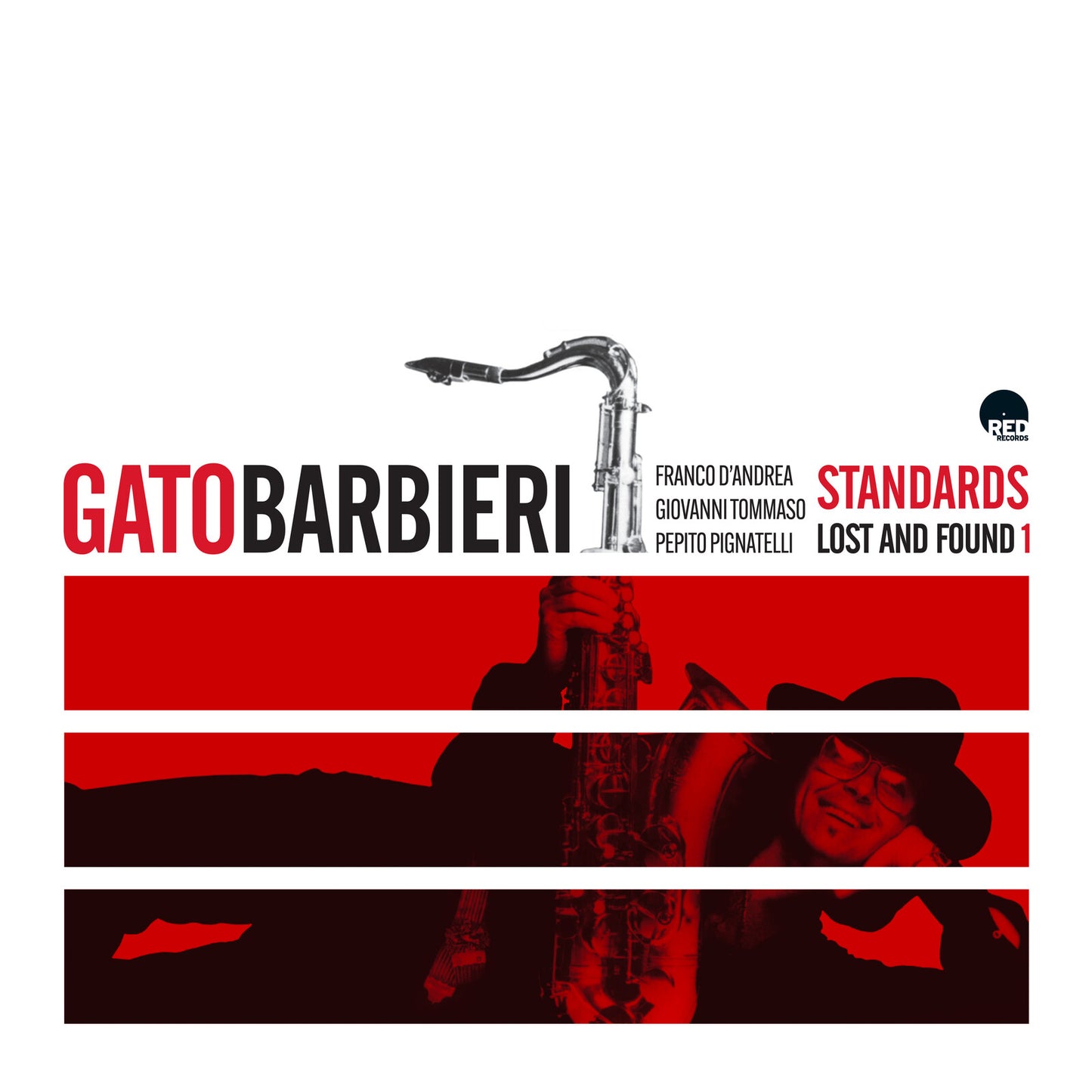 Gato Barbieri album cover with red and black stripes, saxophone, and portrait.