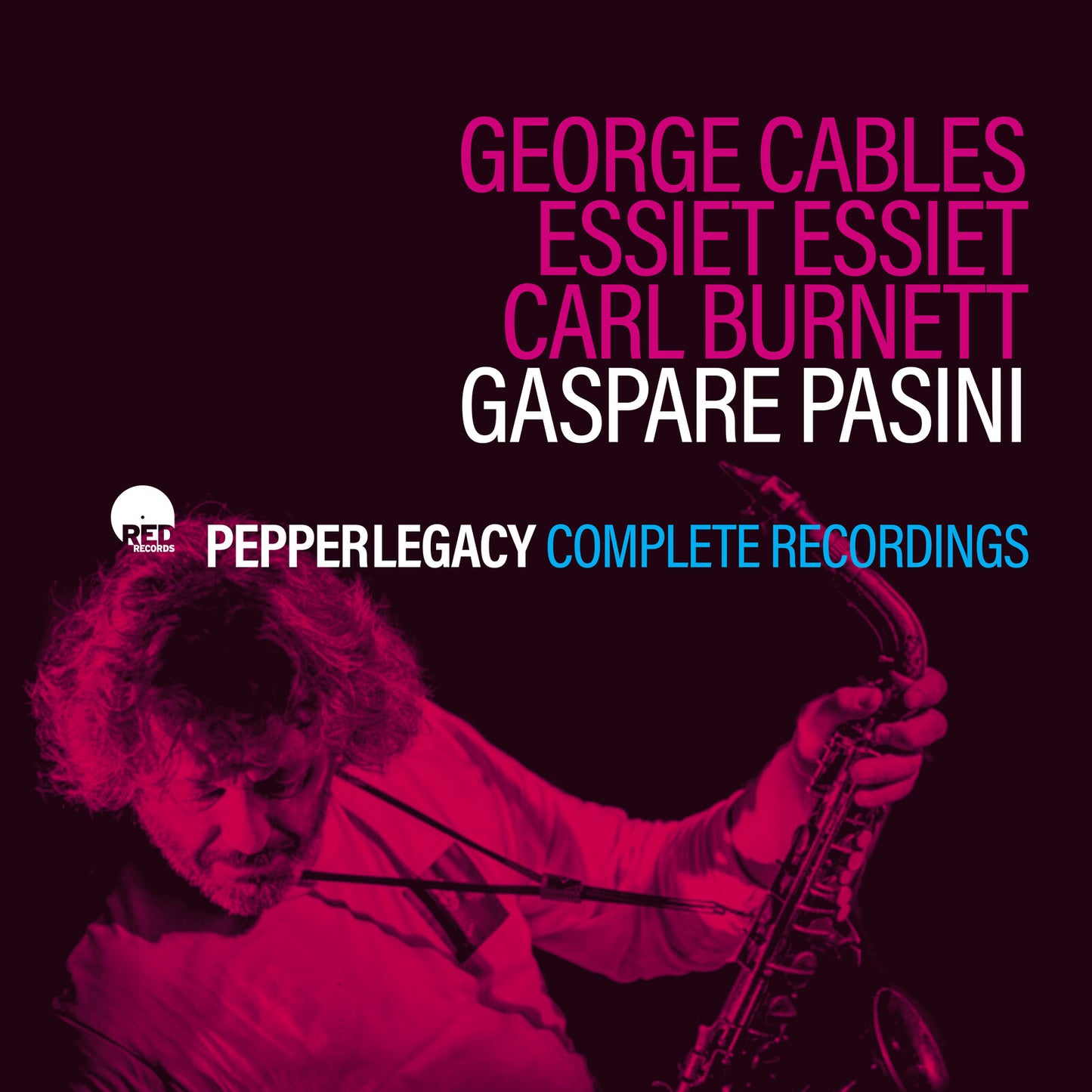 CD cover for Gaspare Pasini’s “Pepper Legacy” featuring a saxophonist.