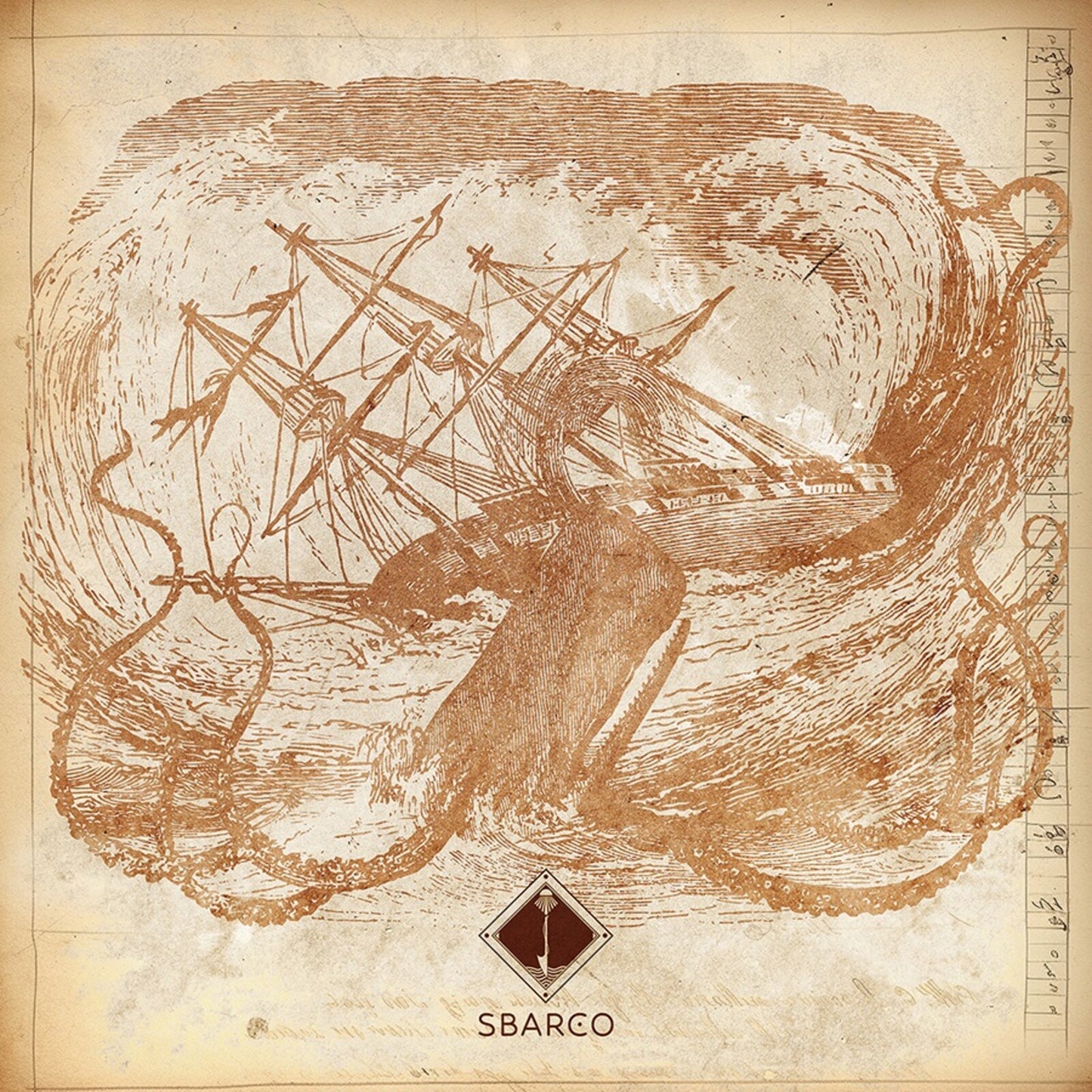 Vintage-style CD cover depicting a ship battling a large sea creature.