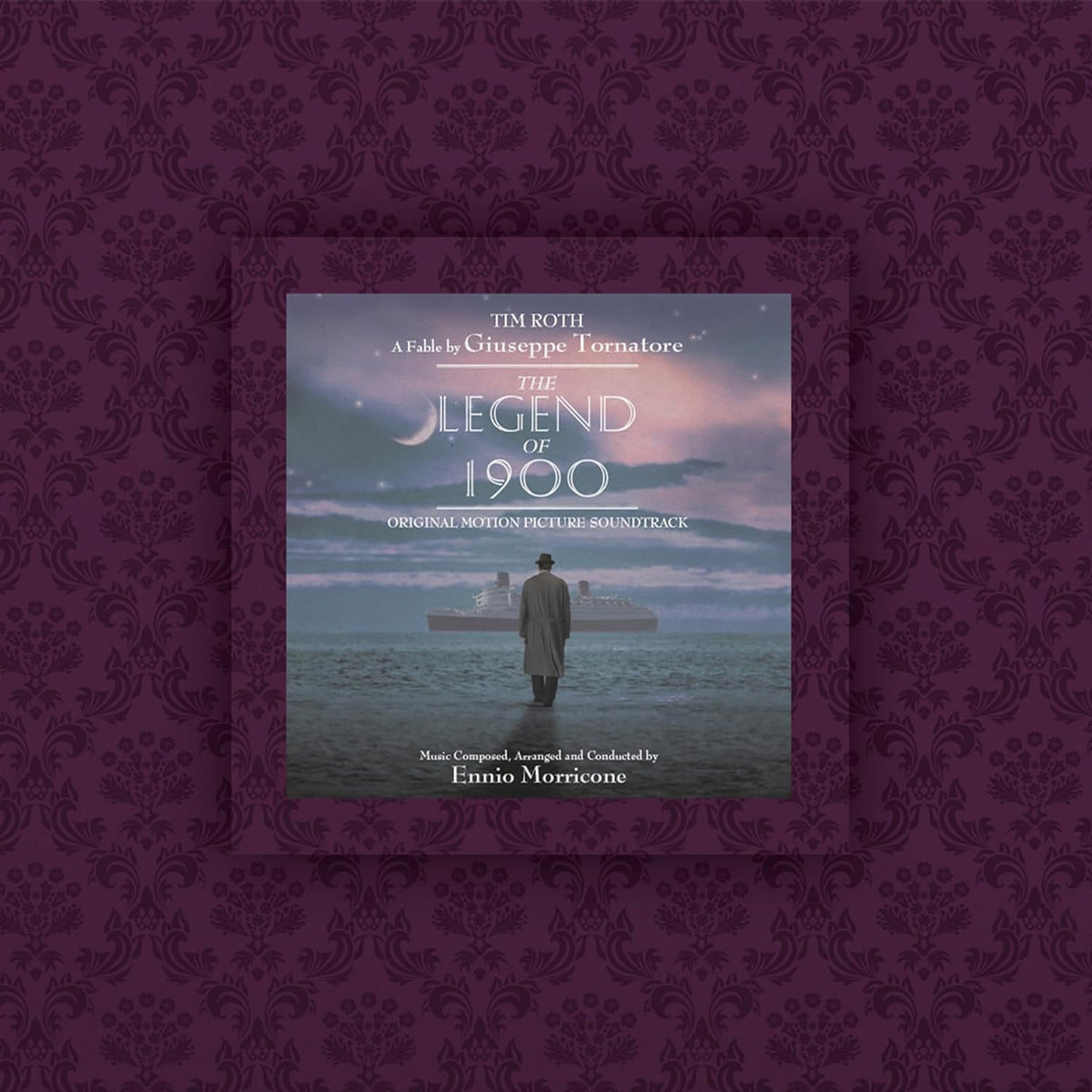 The Legend of 1900" soundtrack vinyl record cover, featuring a man by the sea.