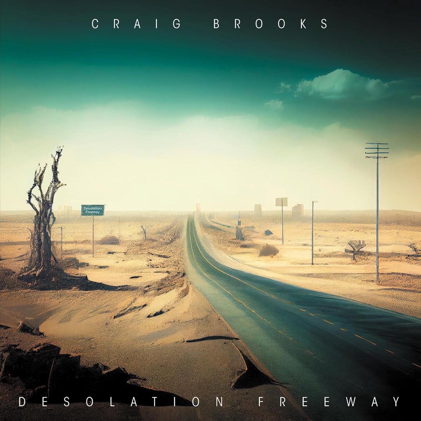 CD cover: desert highway under a cloudy sky, with sparse vegetation.