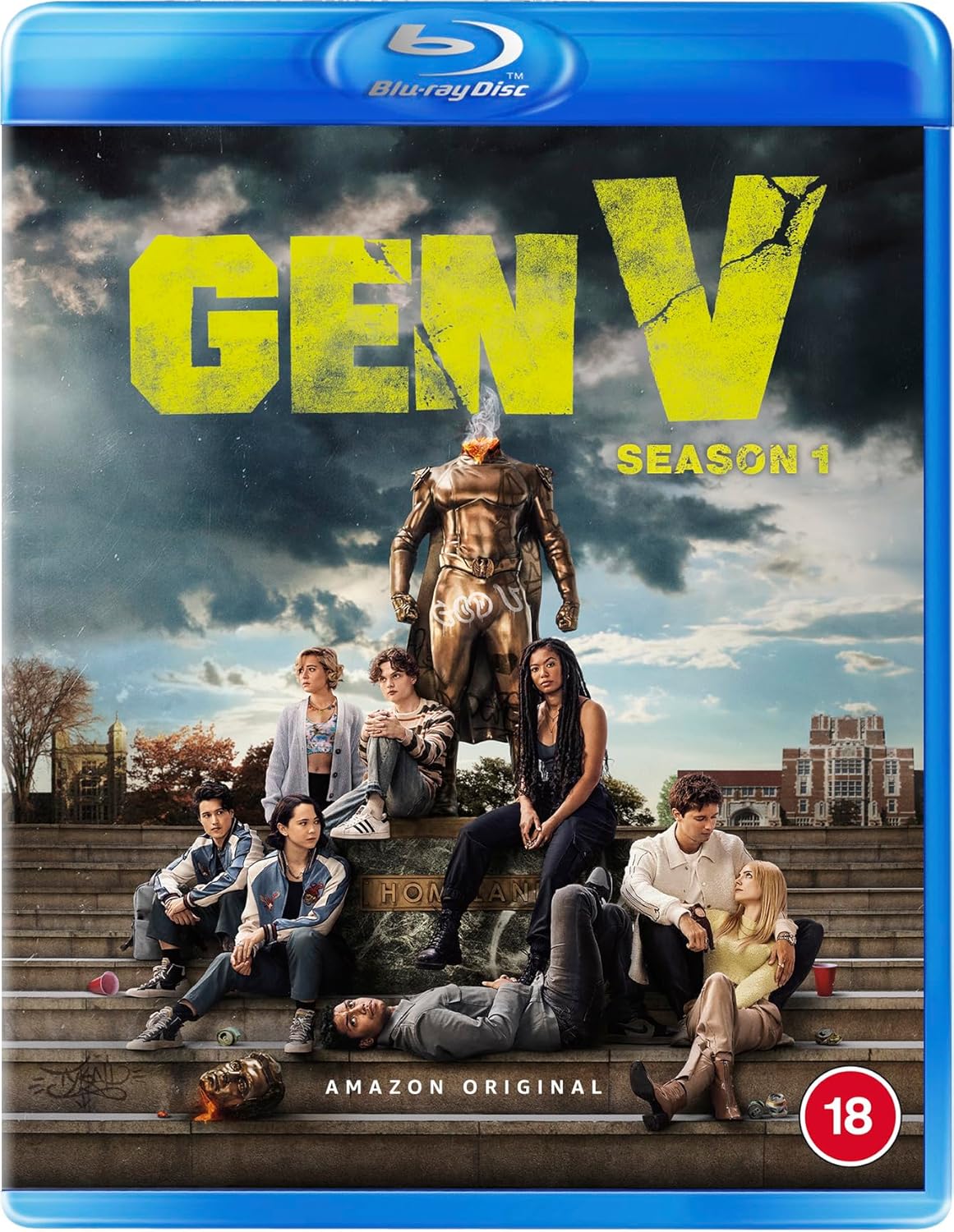 “Gen V” Season 1 Blu-ray cover with young adults and a robotic figure.