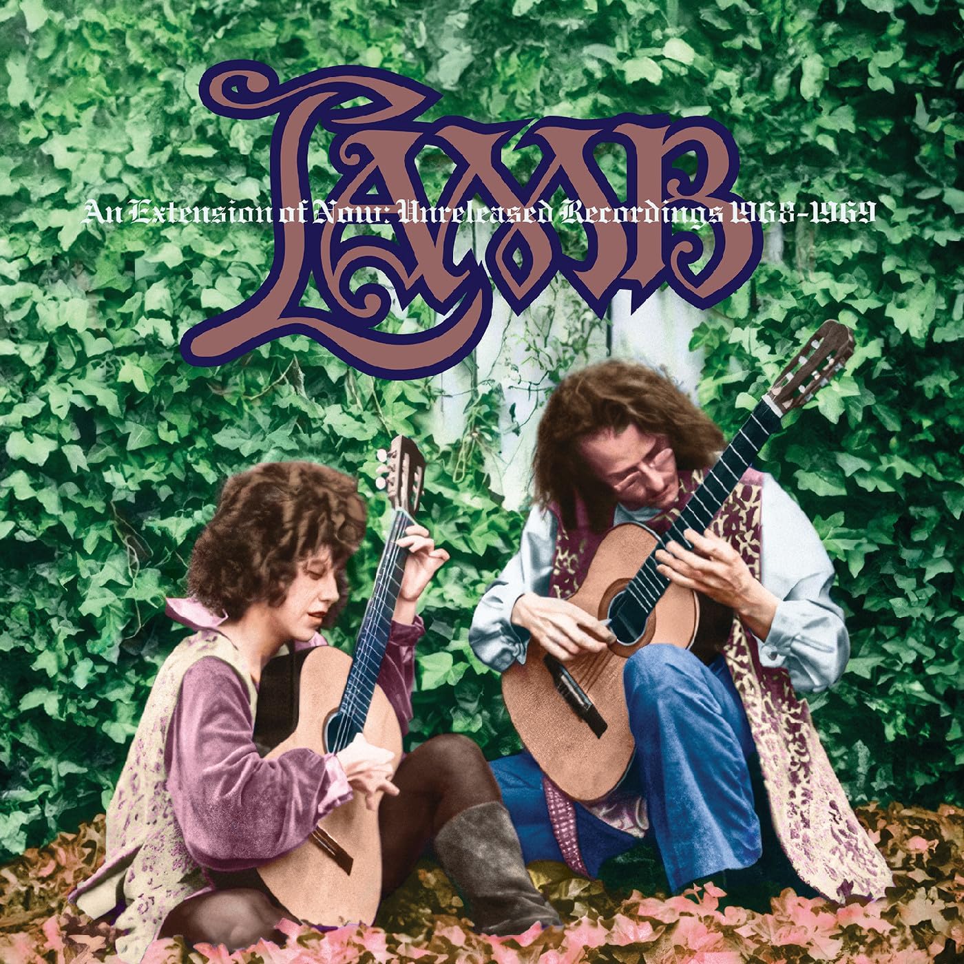 Lamb album cover featuring two musicians with guitars, psychedelic foliage.