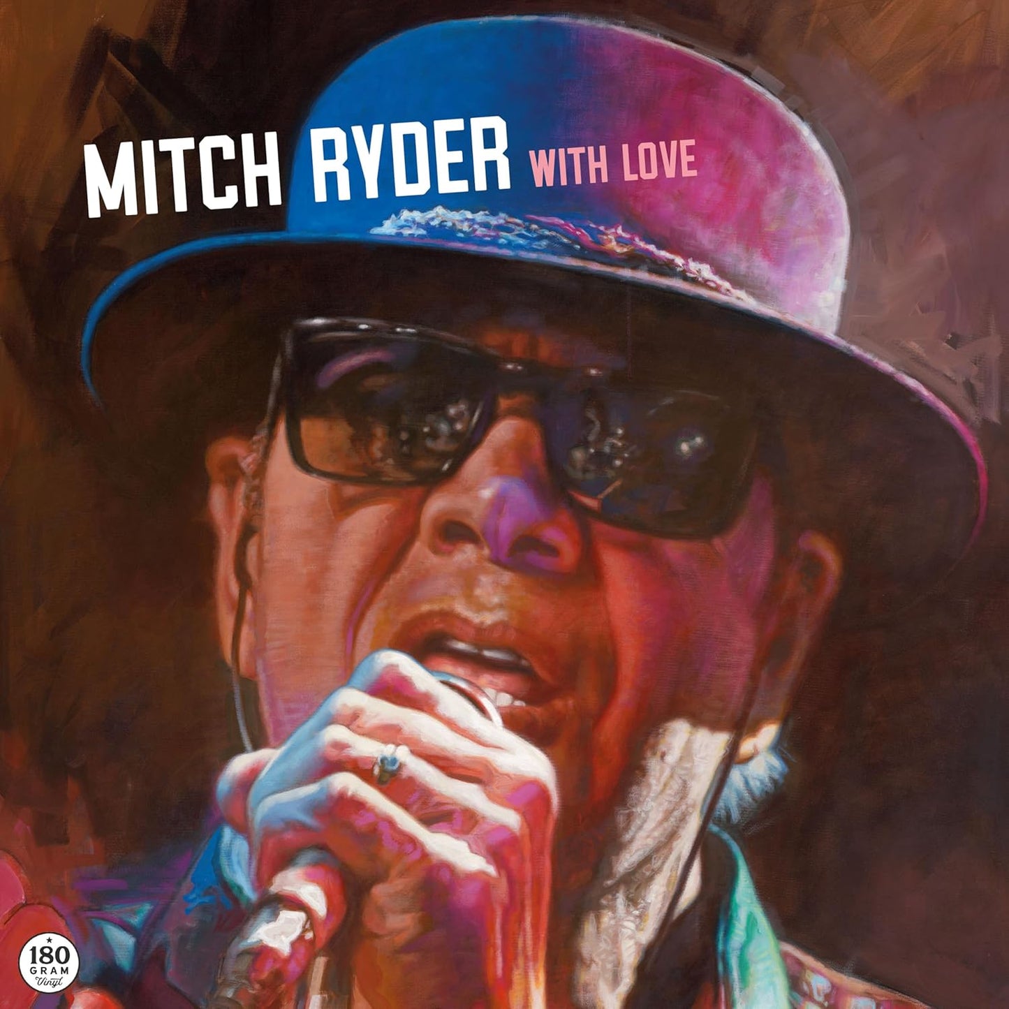 Record album cover featuring a painted portrait of Mitch Ryder in sunglasses.