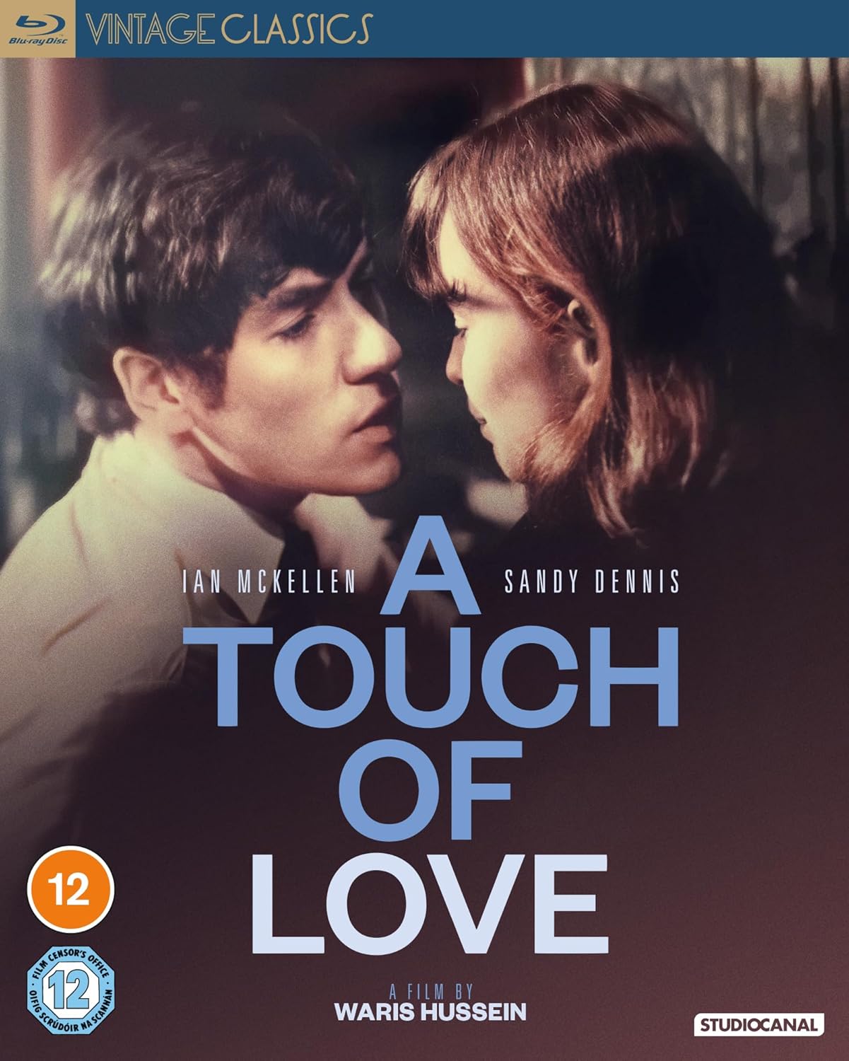 Blu-ray cover for “A Touch of Love” featuring Ian McKellen and Sandy Dennis.