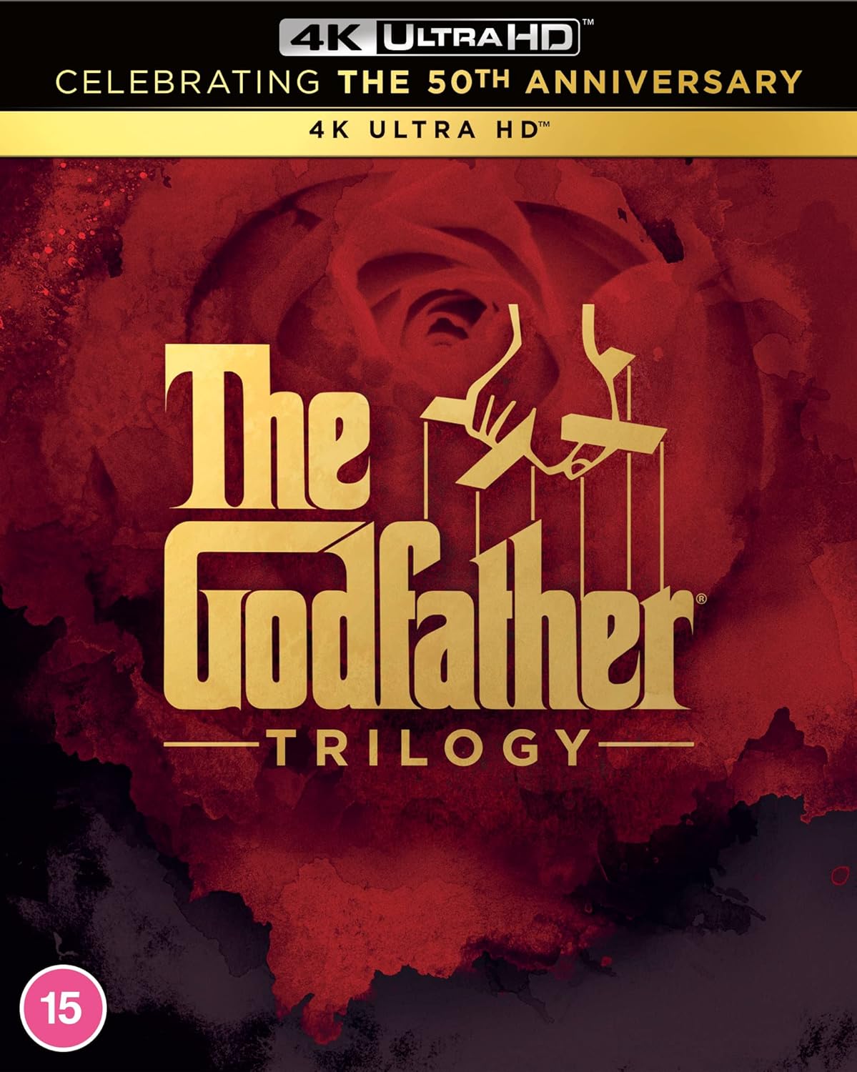 Blu-ray case featuring artwork from "The Godfather" films, Marlon Brando.