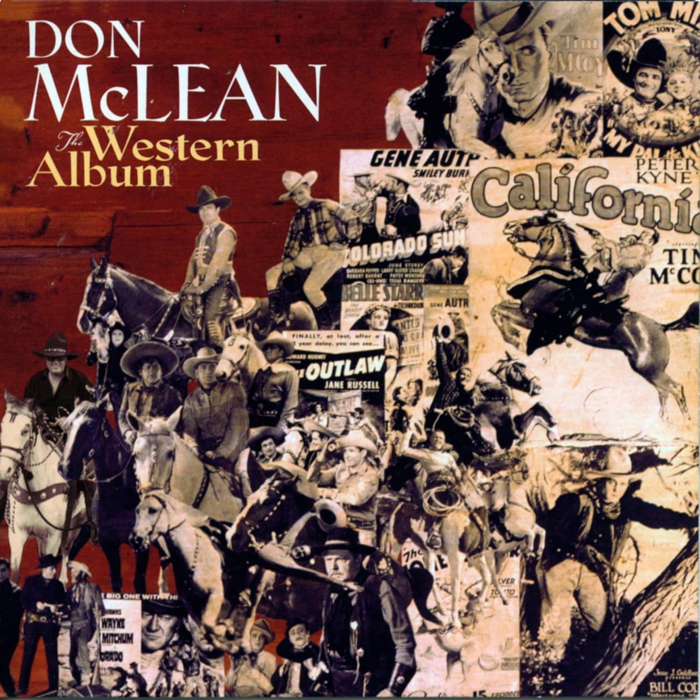 Don McLean's "The Western Album" cover, collage of vintage Western imagery.