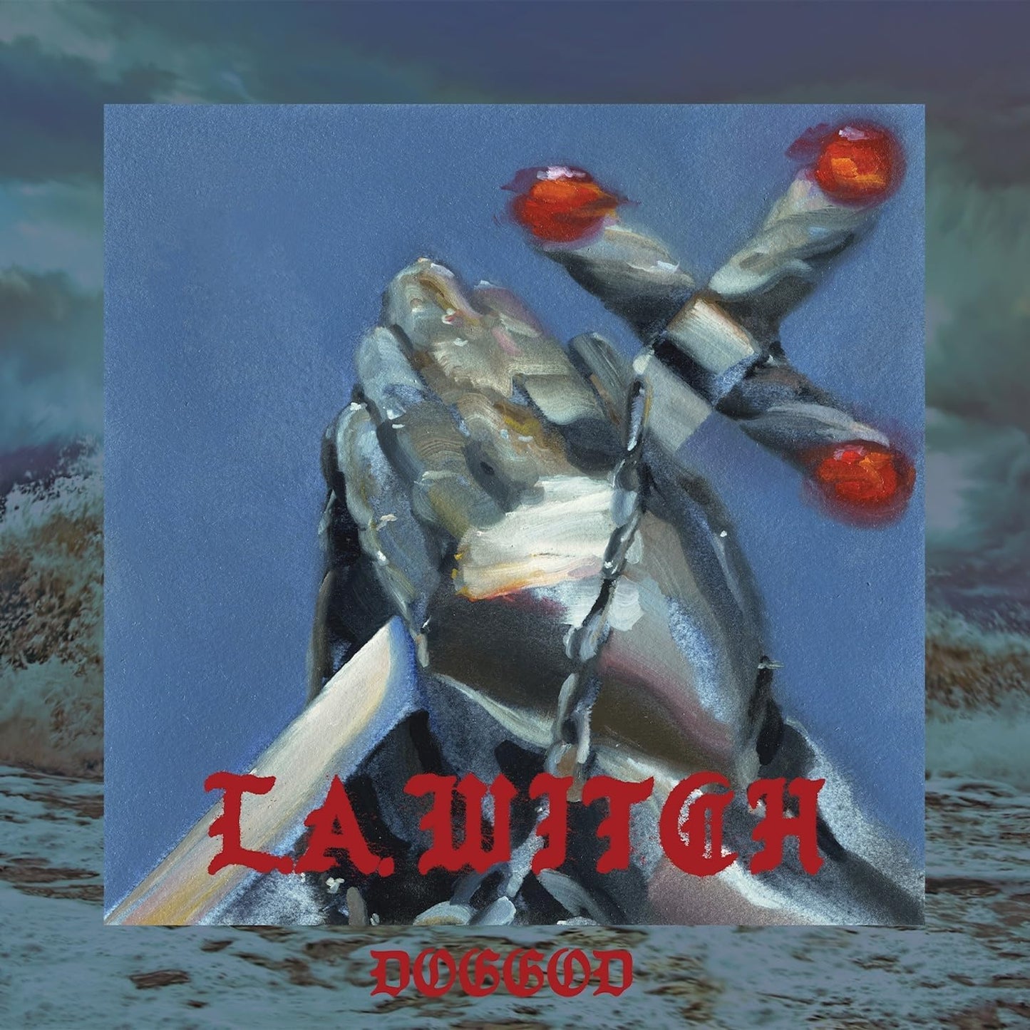 CD cover for L.A. Witch’s “Doggod” featuring a painted skeletal hand.