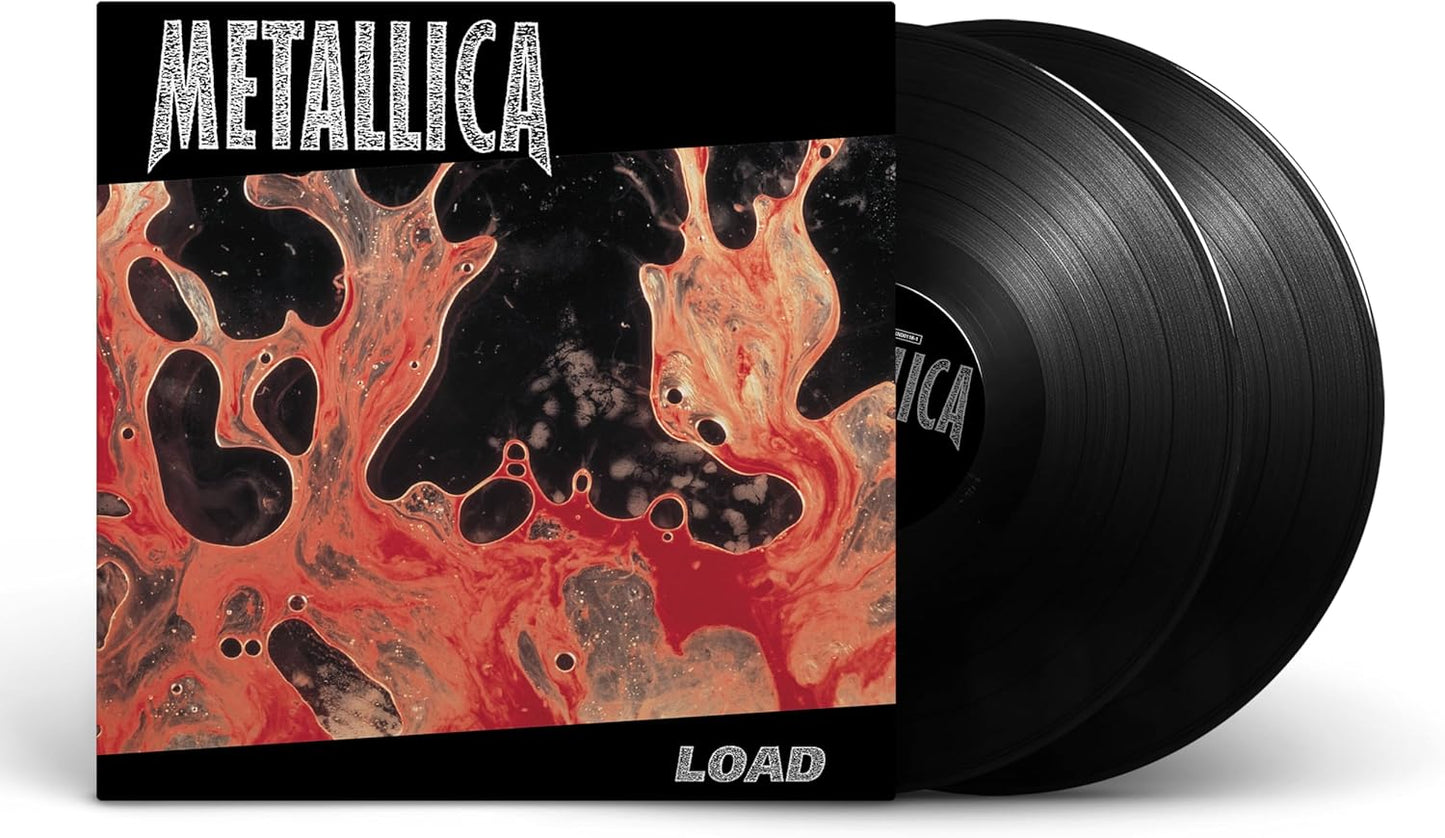 Metallica Load vinyl record album cover featuring abstract red and black marbled artwork.