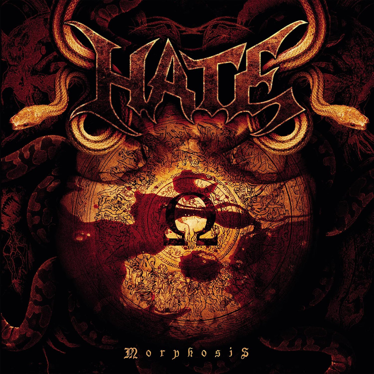 Hate - Morphosis" vinyl album cover with snakes and a central face.