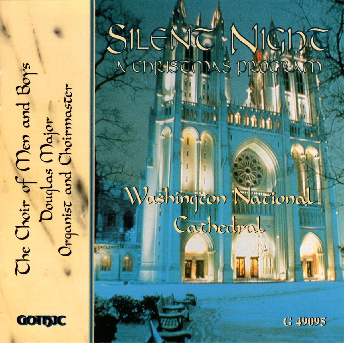 CD cover: snowy cathedral image with "Silent Night" text and choir details.