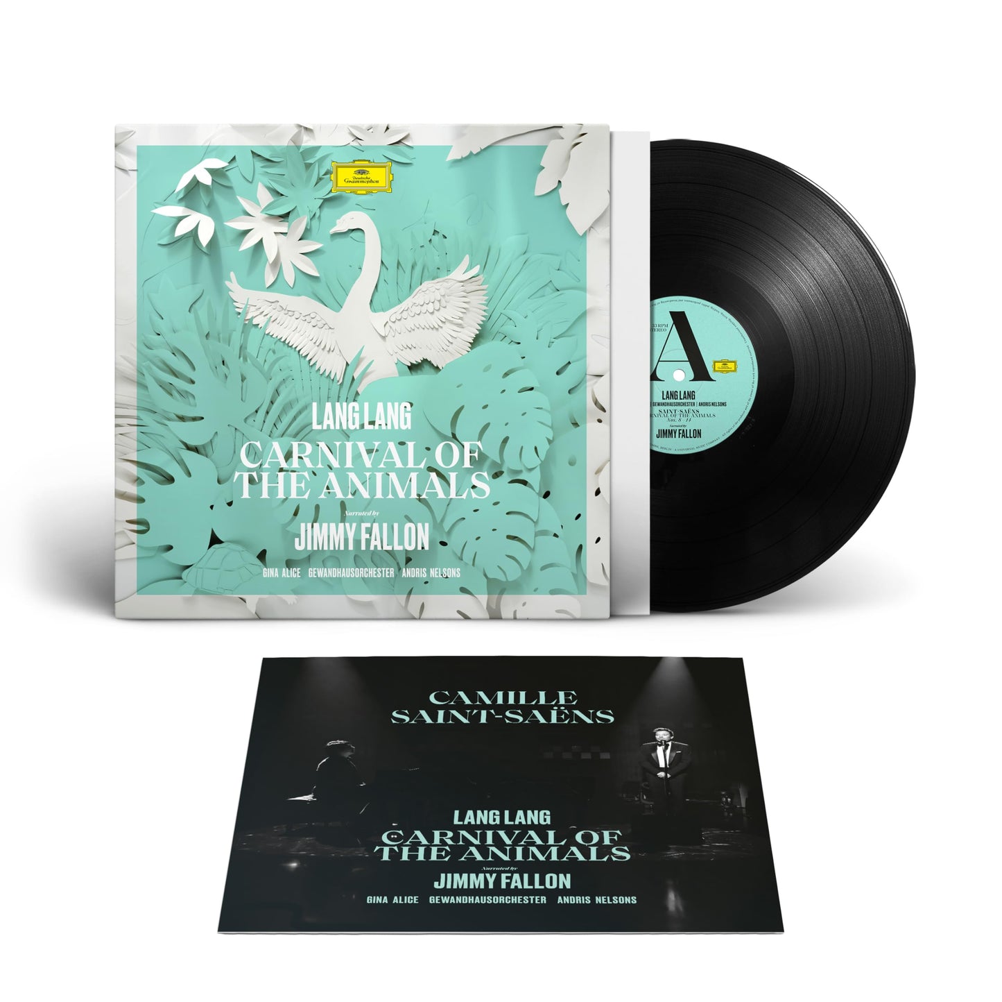 Vinyl record of “Carnival of the Animals” with swan illustration and box.