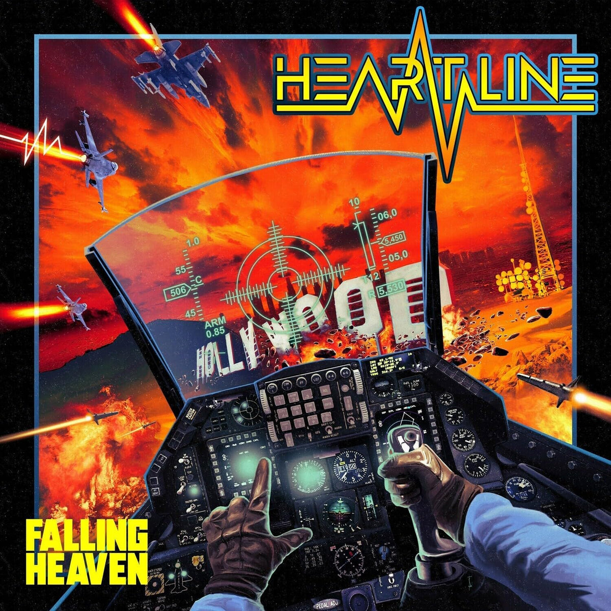 CD cover: spaceship cockpit view with fiery nebula background.