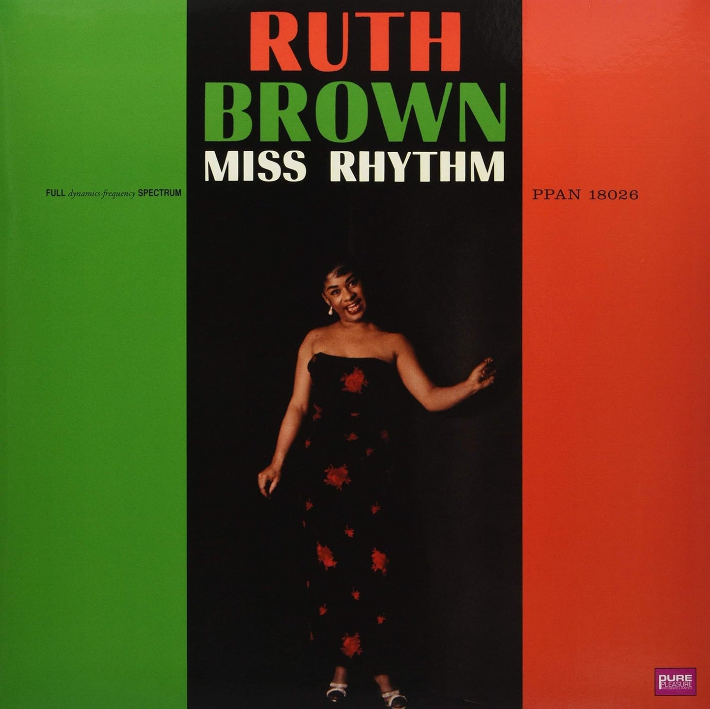 Ruth Brown album cover, "Miss Rhythm," with singer in a gown.