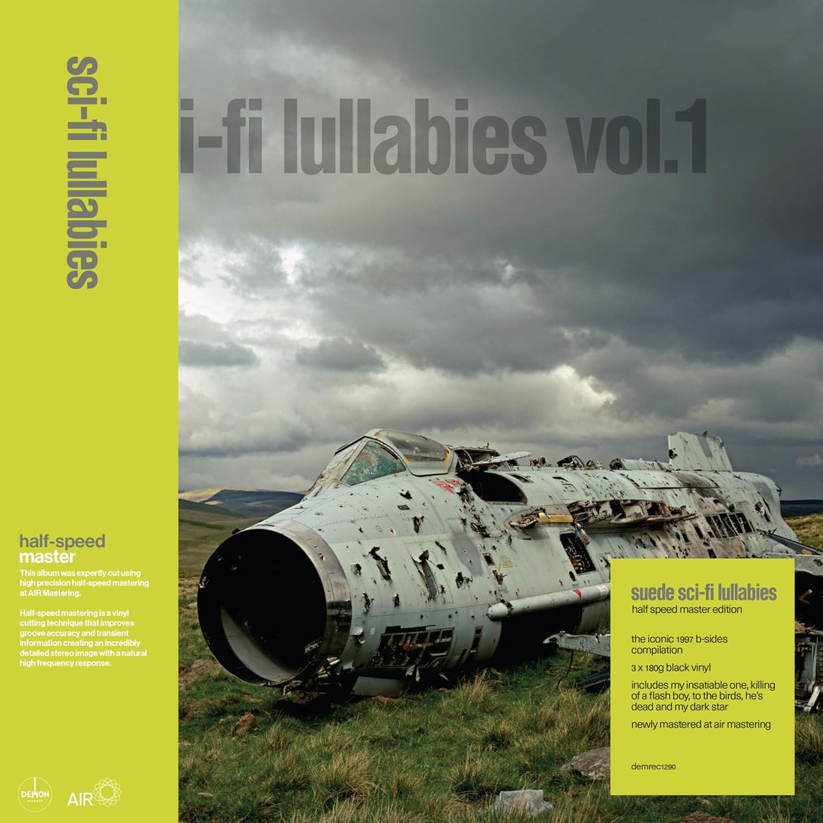 Suede’s “Sci-Fi Lullabies” vinyl album cover featuring a damaged fighter jet.