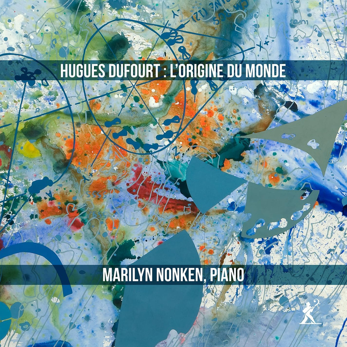 CD cover with abstract blue, green, and orange paint splatters.