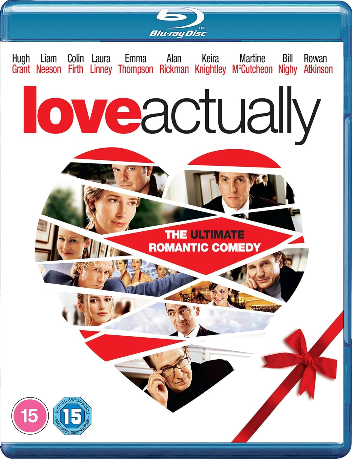 “Love Actually” Blu-ray cover with cast photos and romantic scenes.