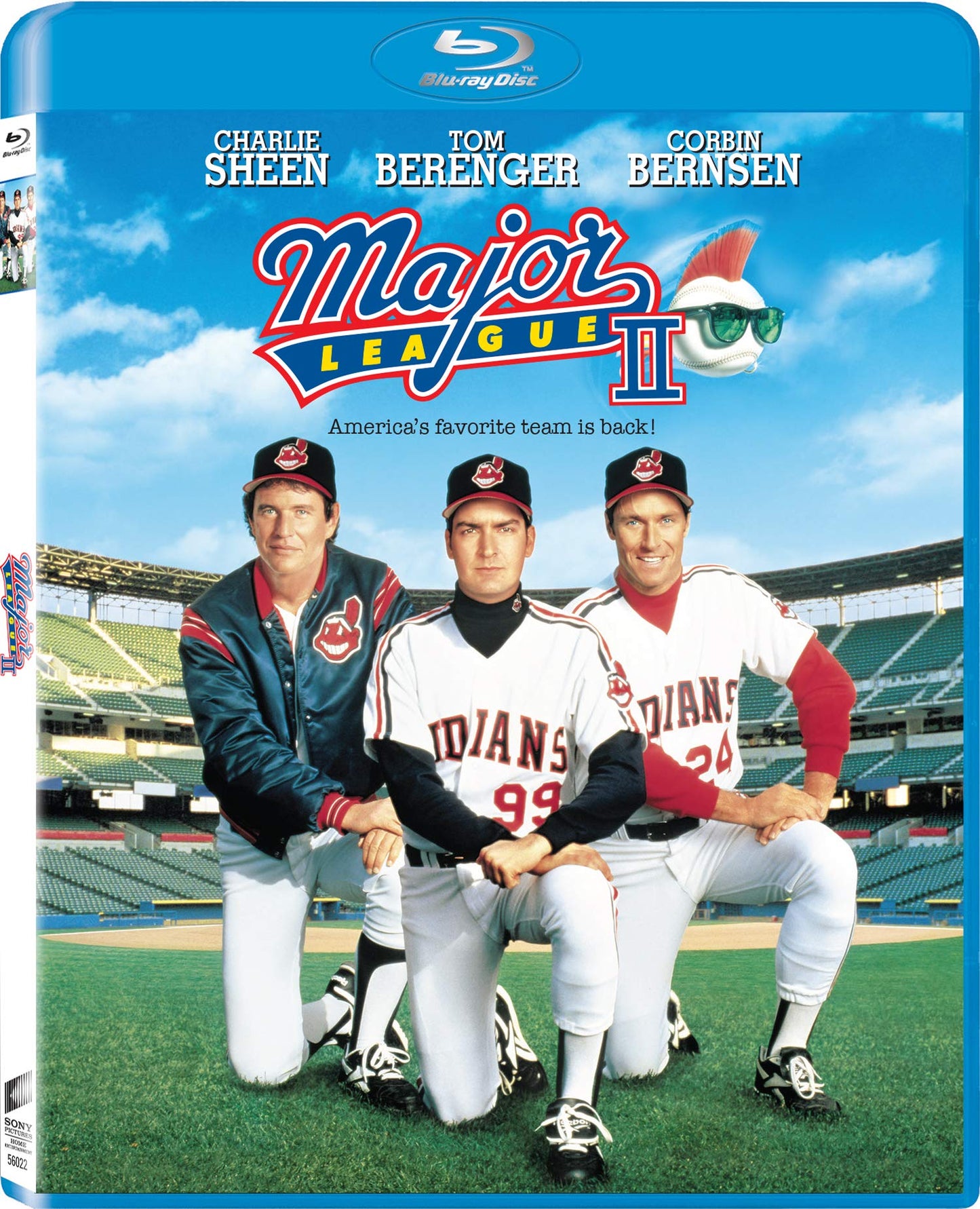 “Major League II” Blu-ray cover featuring Charlie Sheen, Tom Berenger, and Corbin Bernsen.