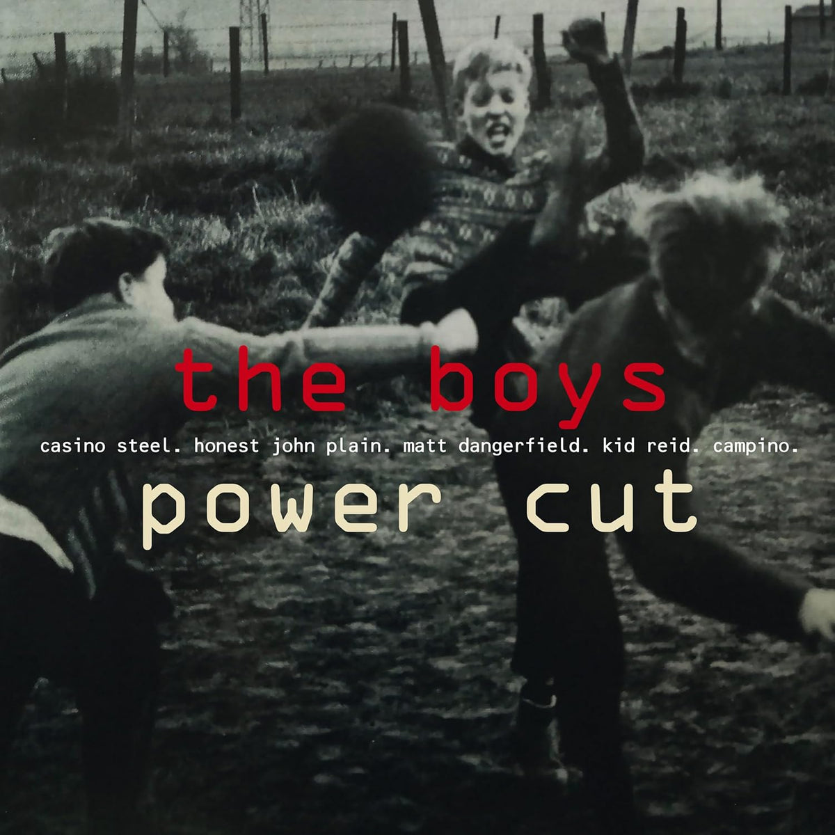 Vinyl album cover for "The Boys - Power Cut" featuring a distressed image.