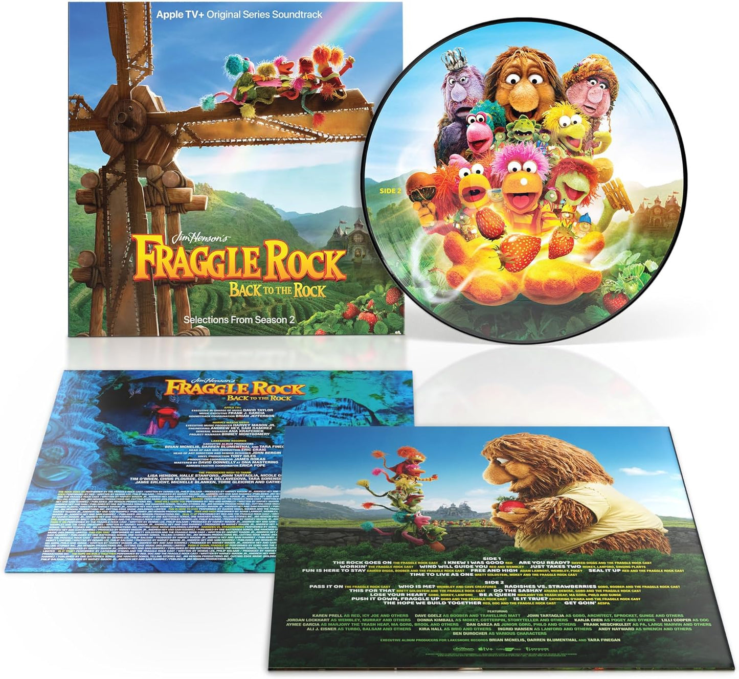 Vinyl record of the Fraggle Rock soundtrack featuring colorful character artwork.