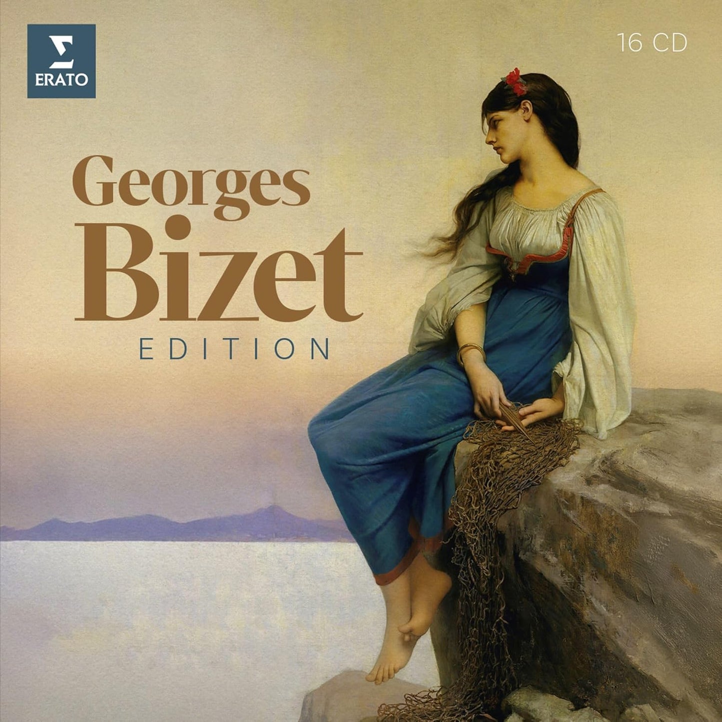 CD cover featuring a painting of a woman sitting on a rock by water.