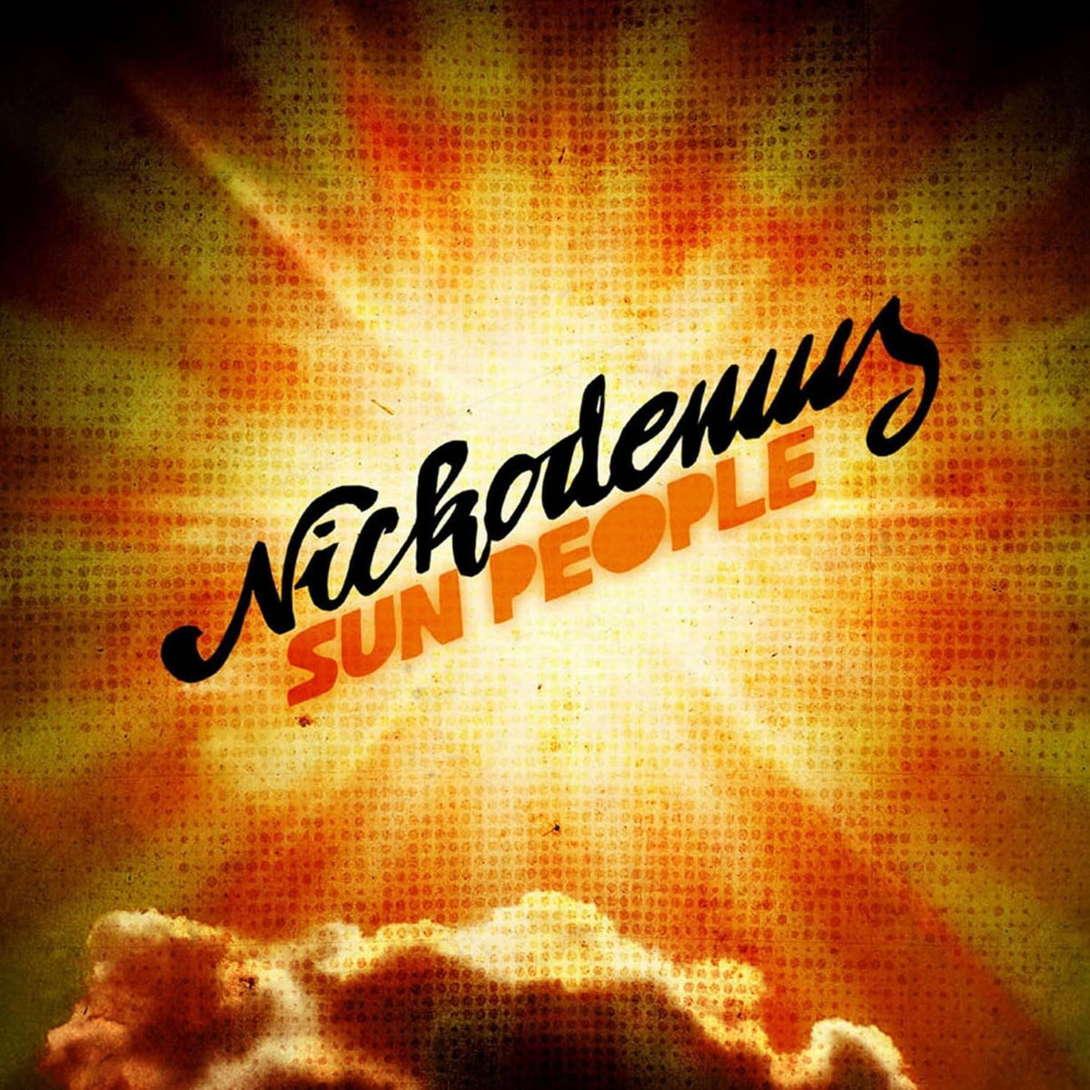 Album cover for Nickodemus’ “Sun People” with orange and yellow tones.