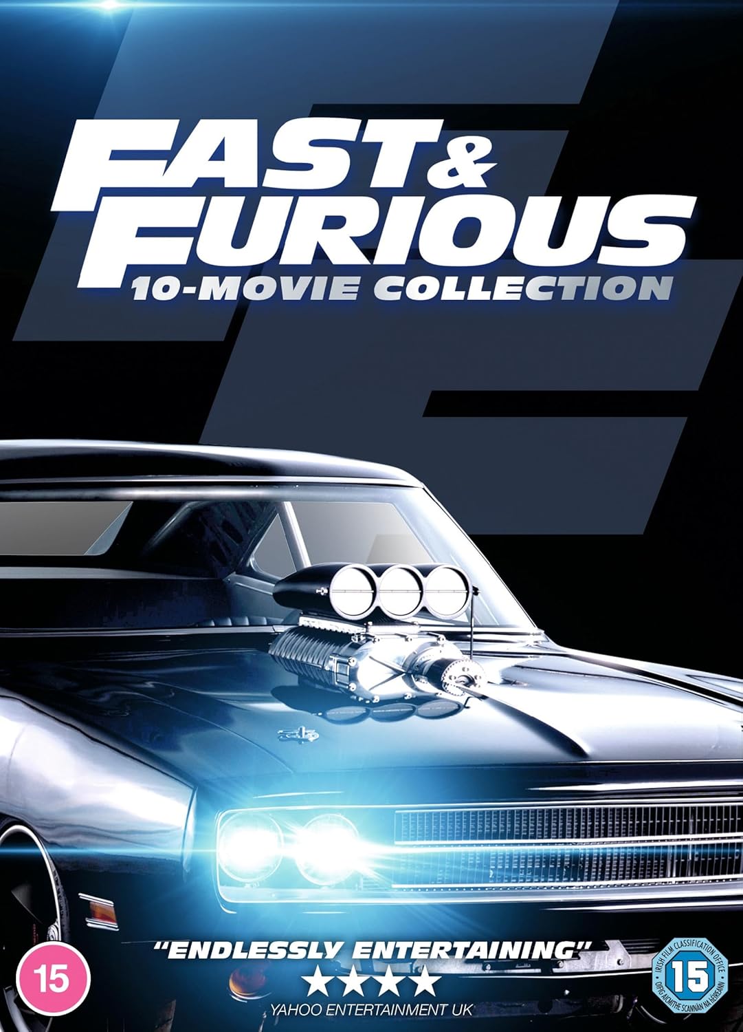 Fast and Furious 10-movie collection DVD cover featuring a black muscle car.