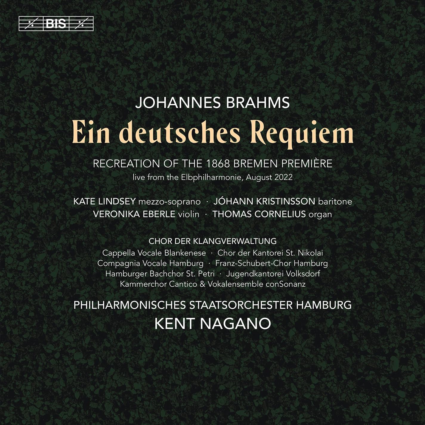 CD cover for Brahms’ “Ein Deutsches Requiem” performed by Hamburg orchestra.