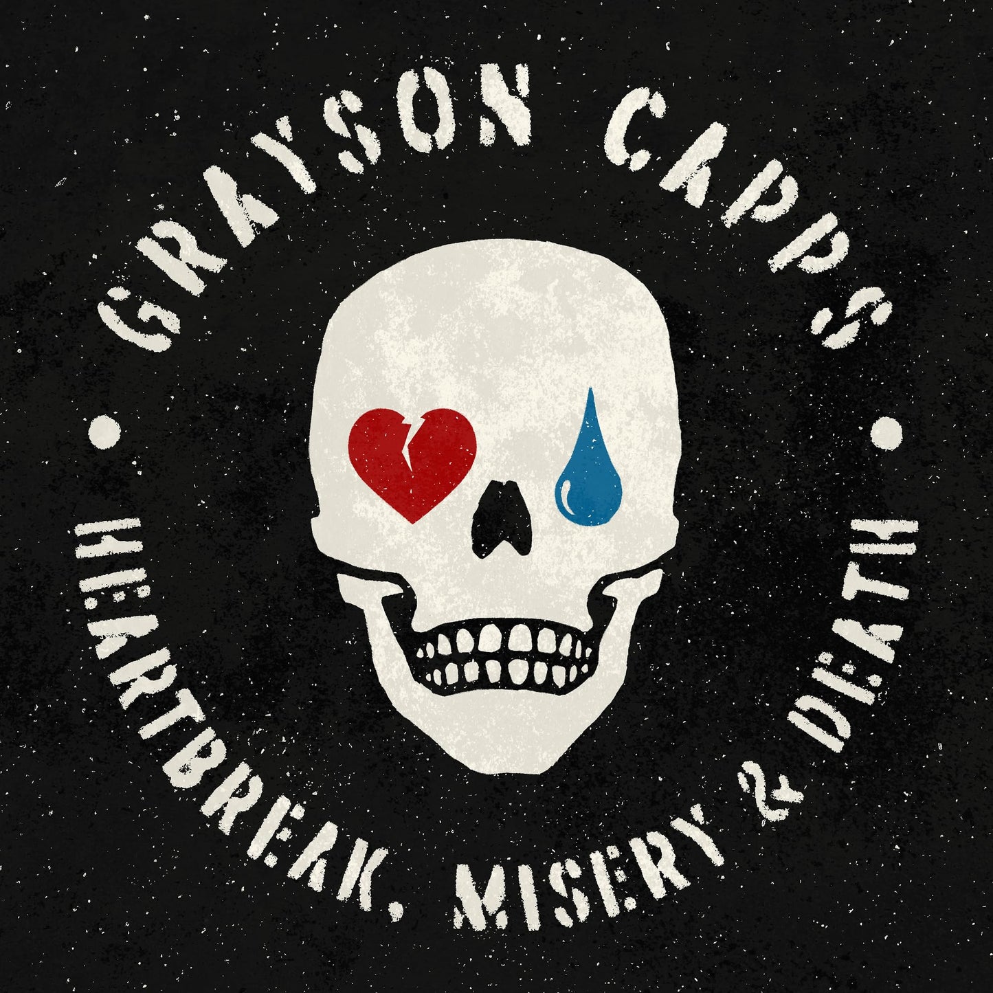 Grayson Capps album cover: skull with a red heart and blue teardrops.