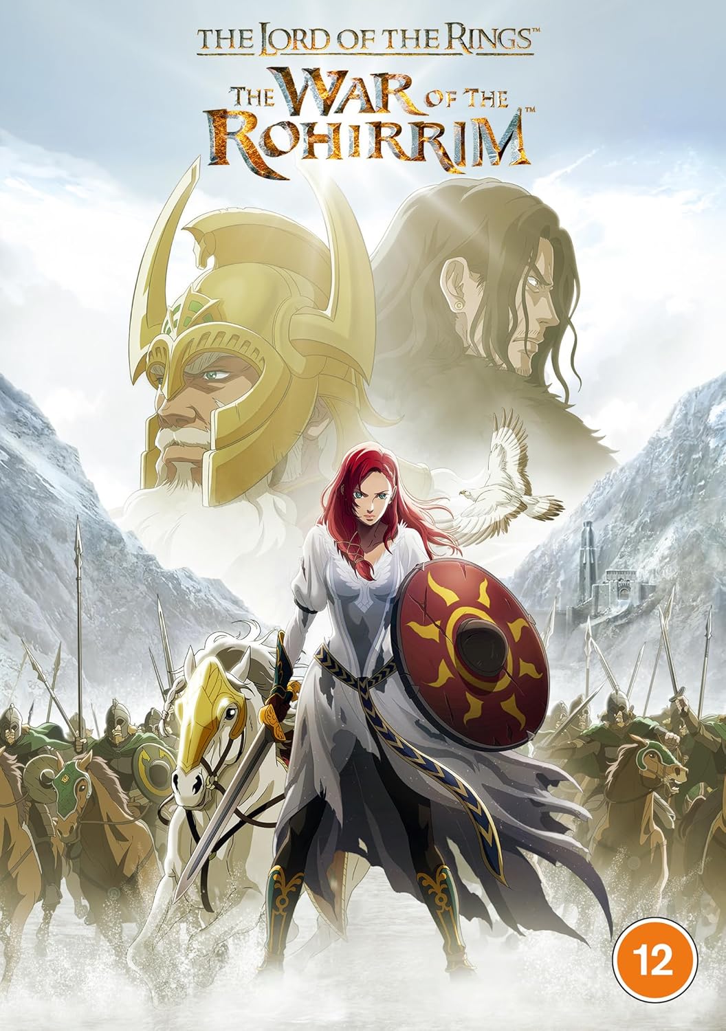 “The War of the Rohirrim” DVD cover with characters and horses.