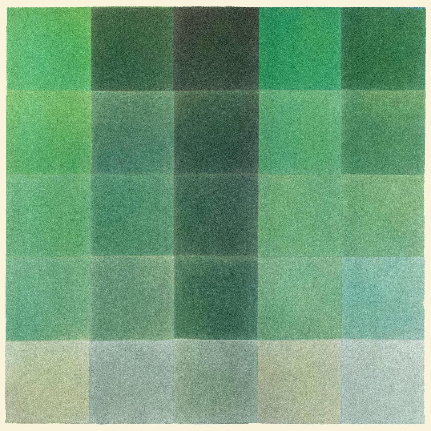 Grid of varying green shades on a square album cover.