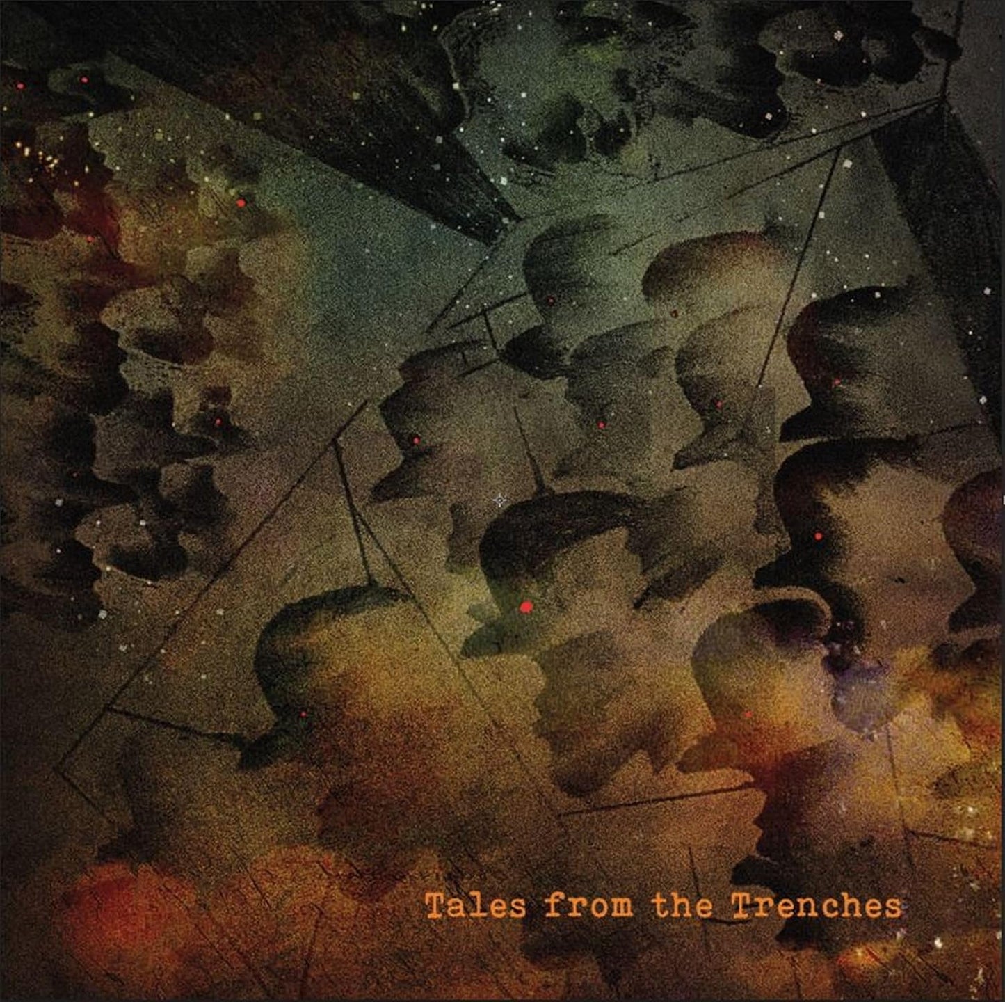 Dark, textured album cover with multiple distressed face silhouettes.