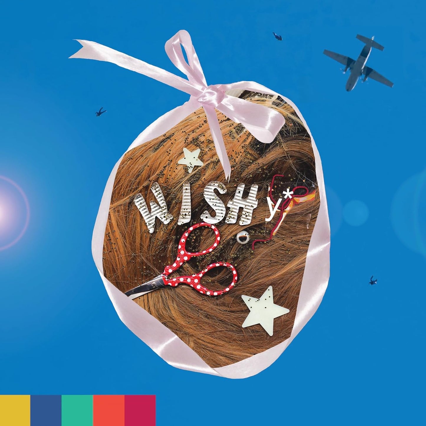 Album cover with text "WISHY" and a brown paper bag against a blue sky.